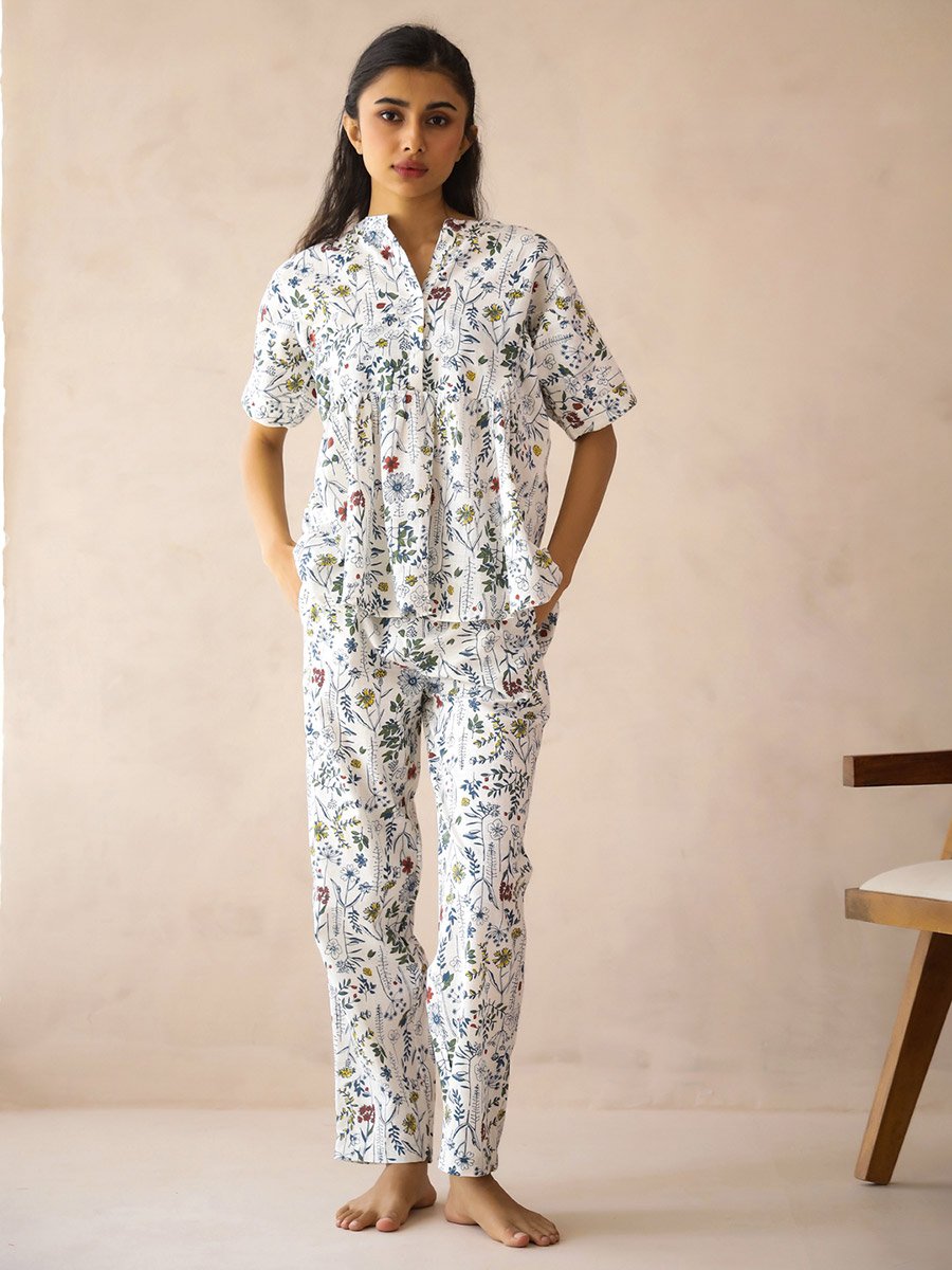 Multi-Color Floral Print Trousers and Top Co-ord Set
