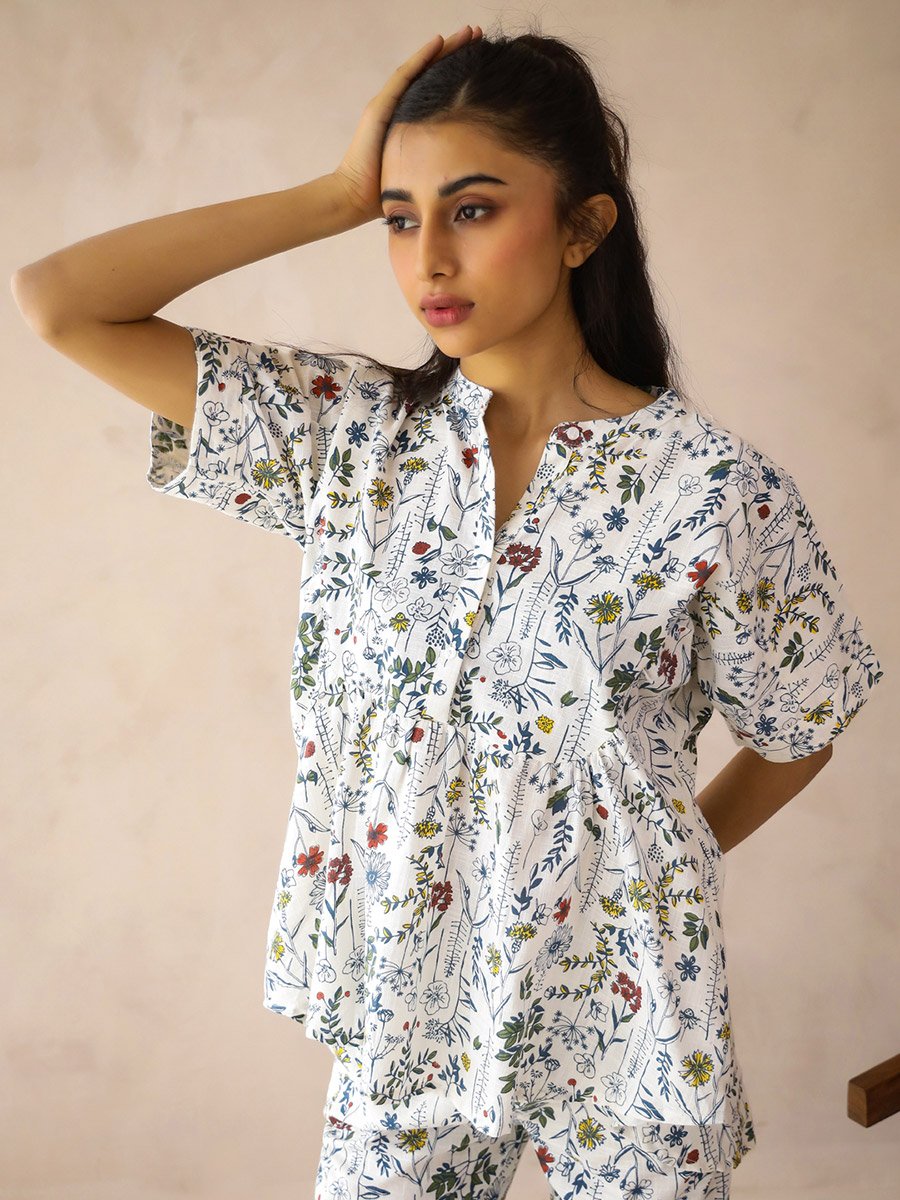 Multi-Color Floral Print Trousers and Top Co-ord Set