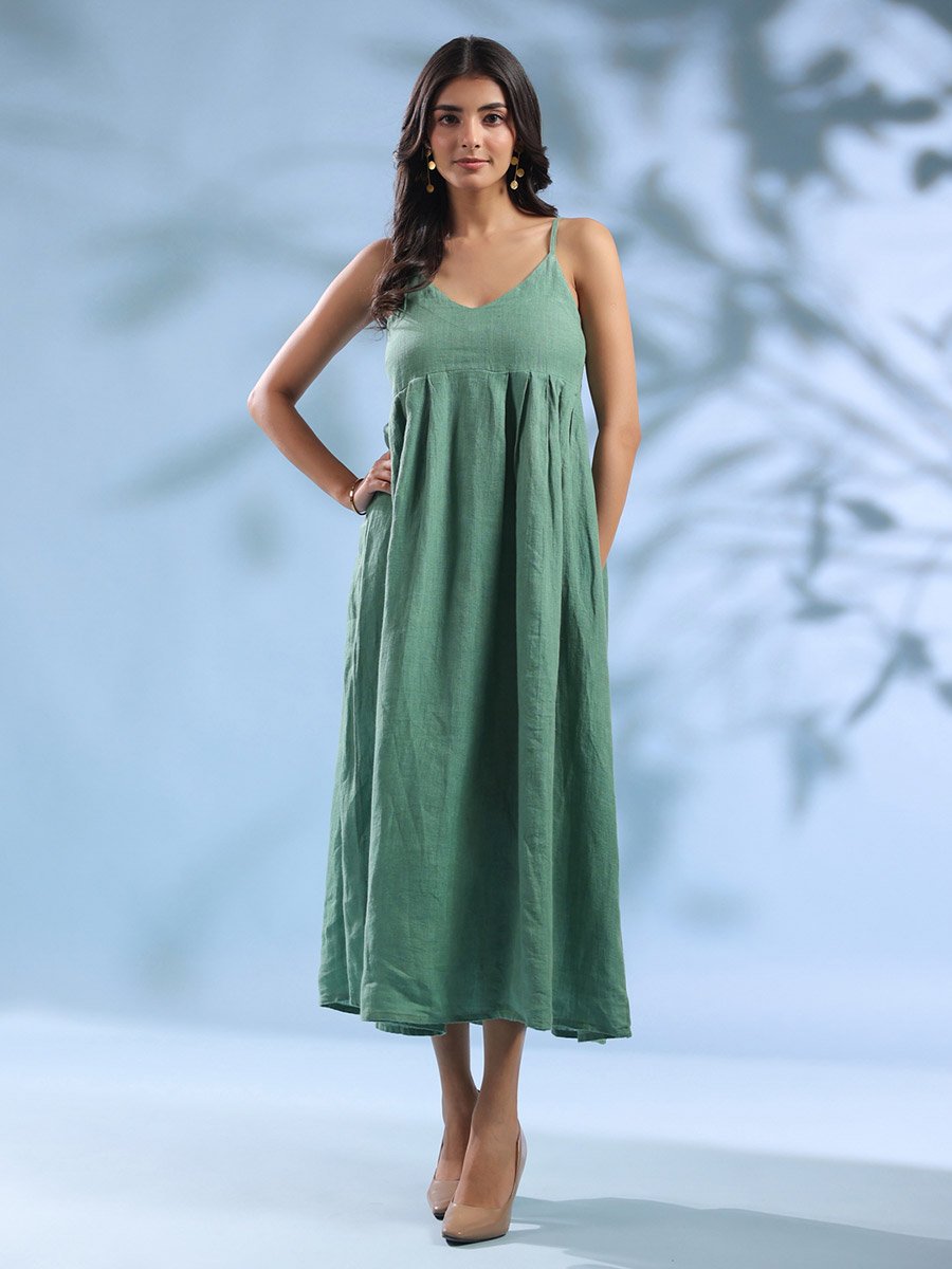 Green Strappy Midi Dress