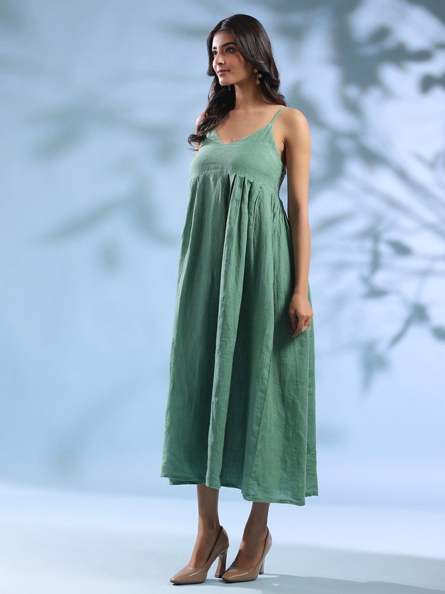 Green Strappy Midi Dress