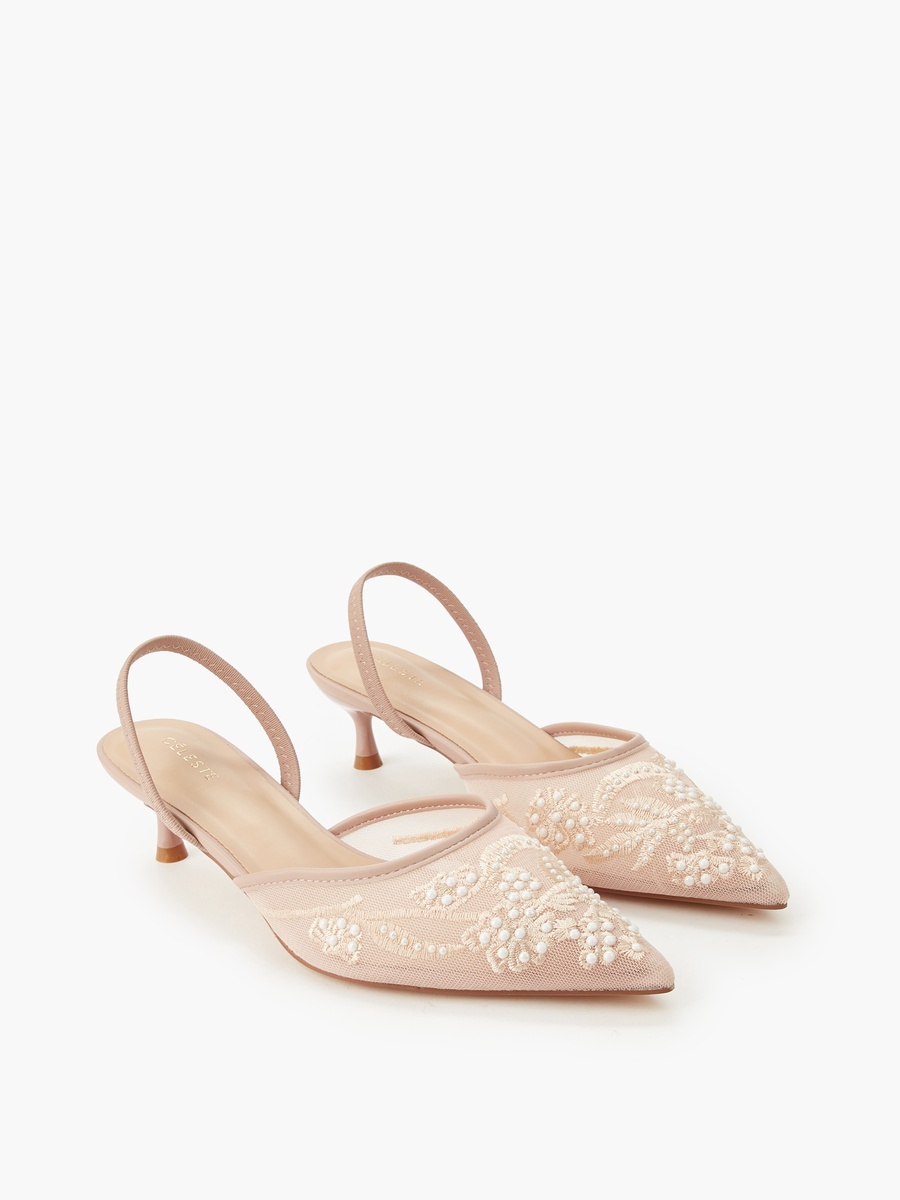 Women Embellished Kitten Heel Pointed Toe Shoes