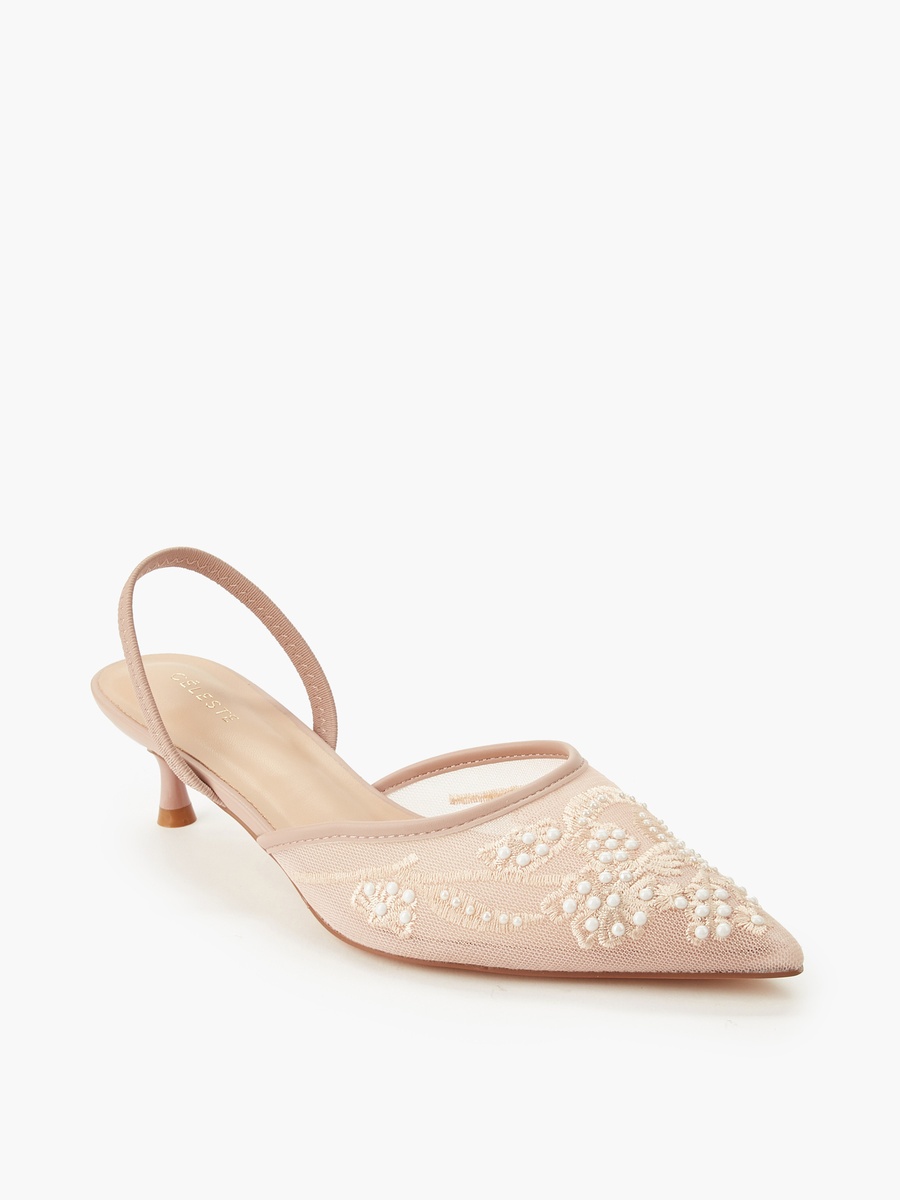 Women Embellished Kitten Heel Pointed Toe Shoes