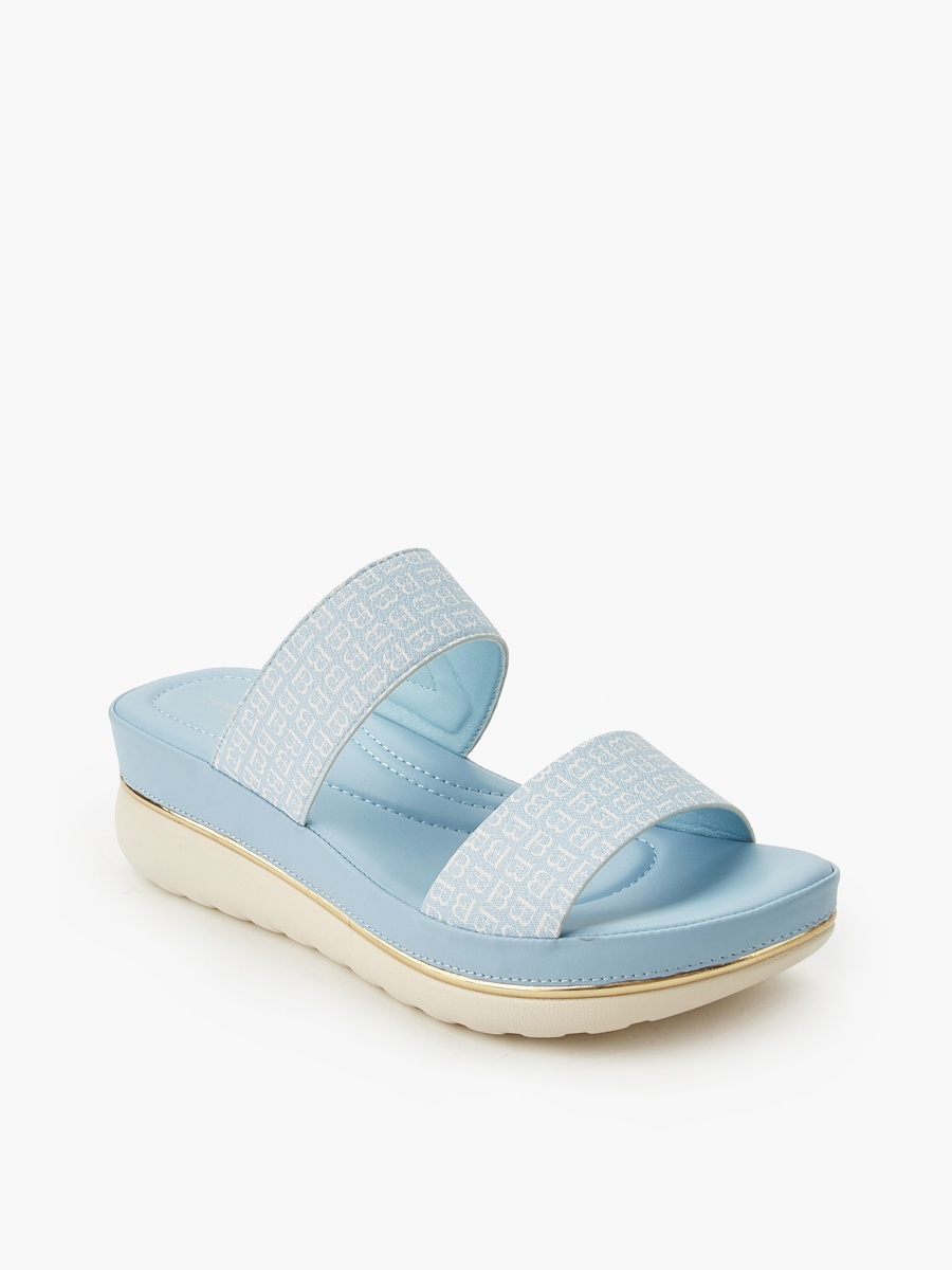 Women Monogram Print Wedge Sandals
