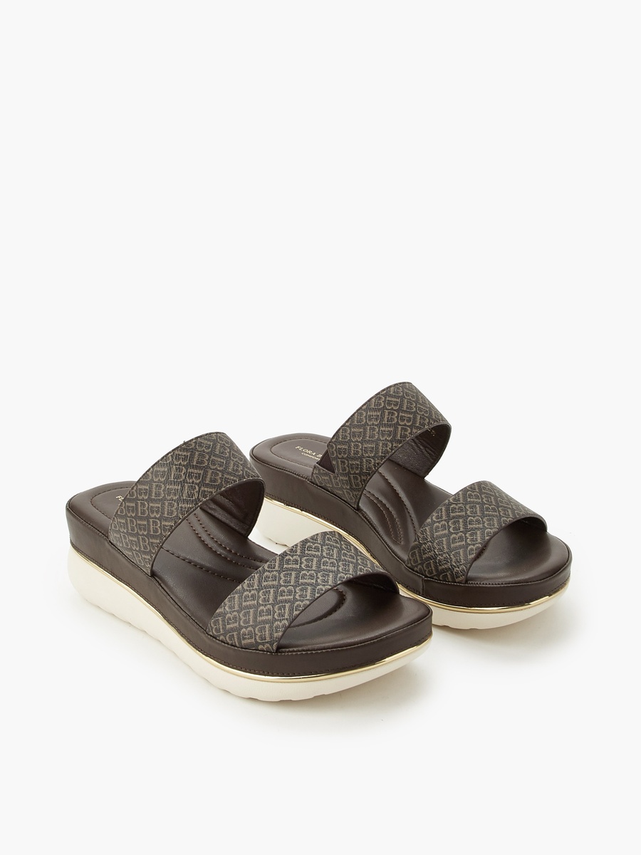 Women Monogram Print Wedge Sandals