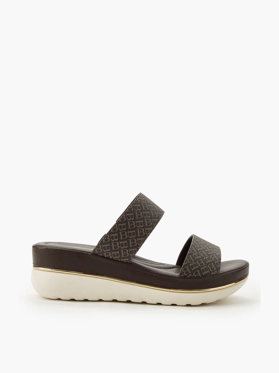 Women Monogram Print Wedge Sandals