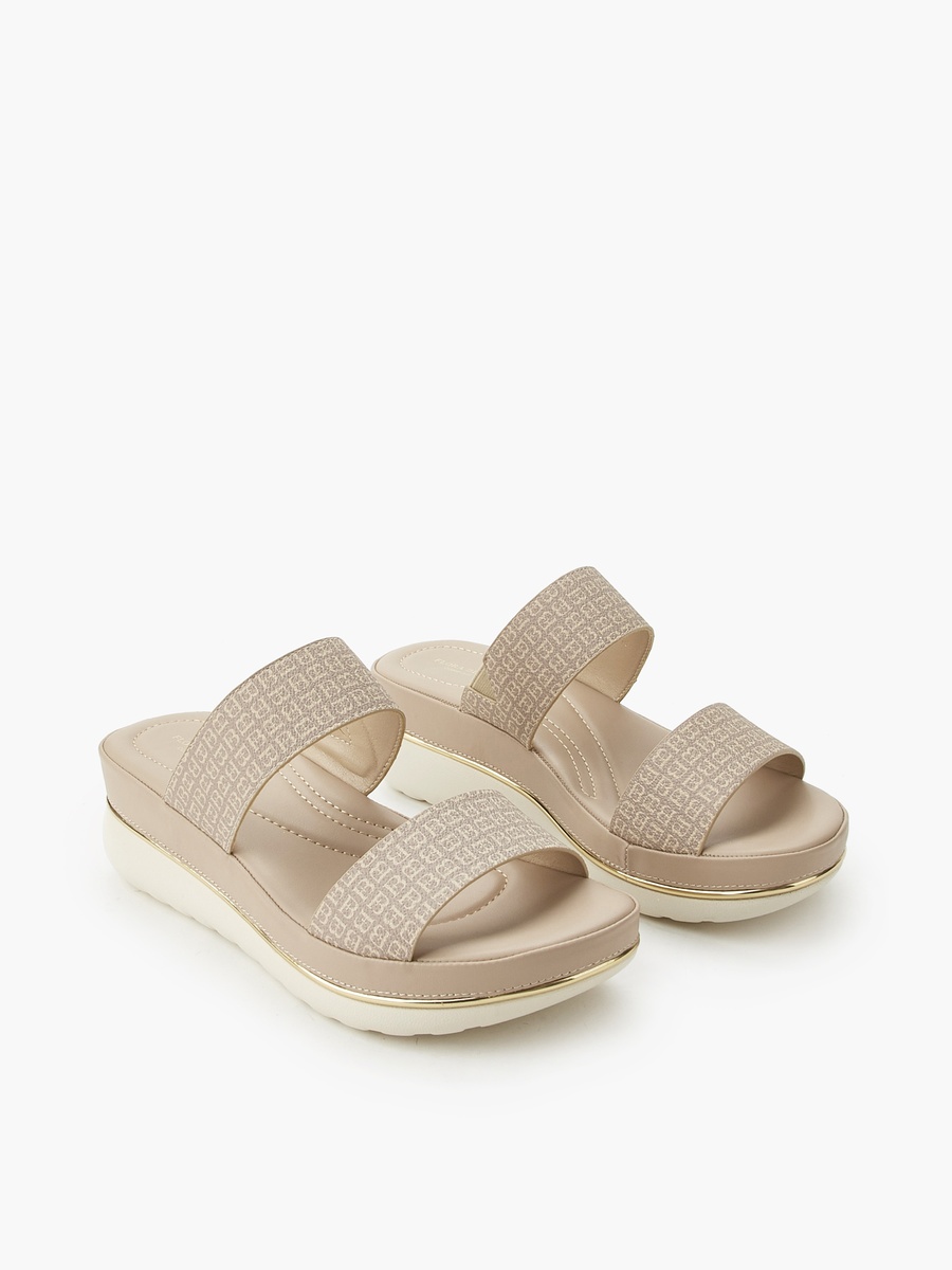 Women Monogram Print Wedge Sandals