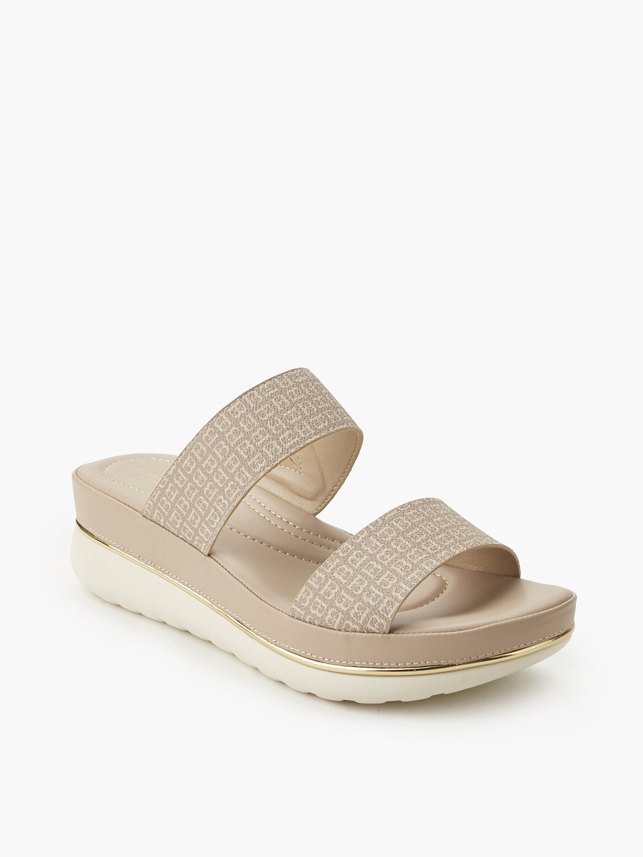 Women Monogram Print Wedge Sandals