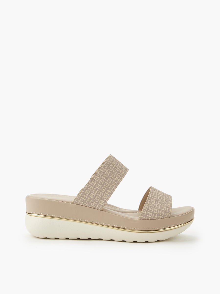 Women Monogram Print Wedge Sandals