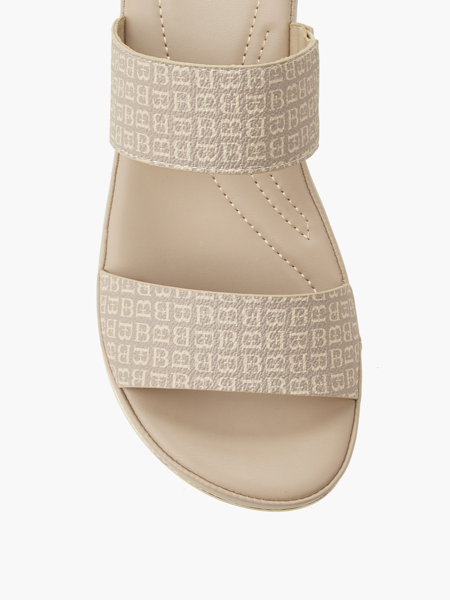 Women Monogram Print Wedge Sandals