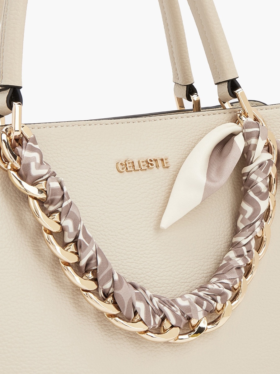 Chain Accent Tote Bag with Detachable Strap