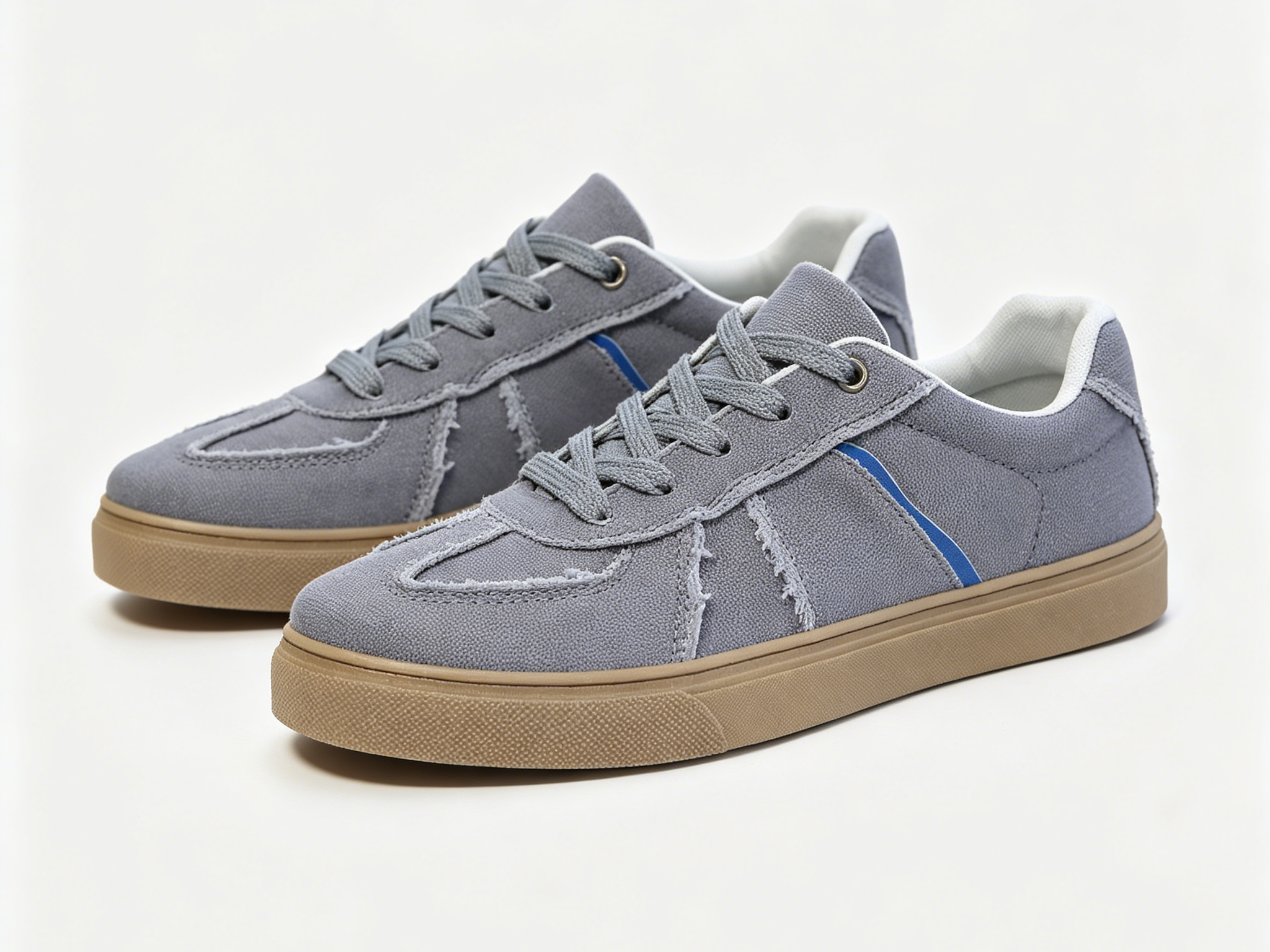 Grey Stripes Lace Ups Casual Sneakers