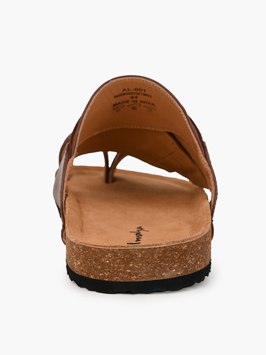 Men Textured Leather Arabic Sandals