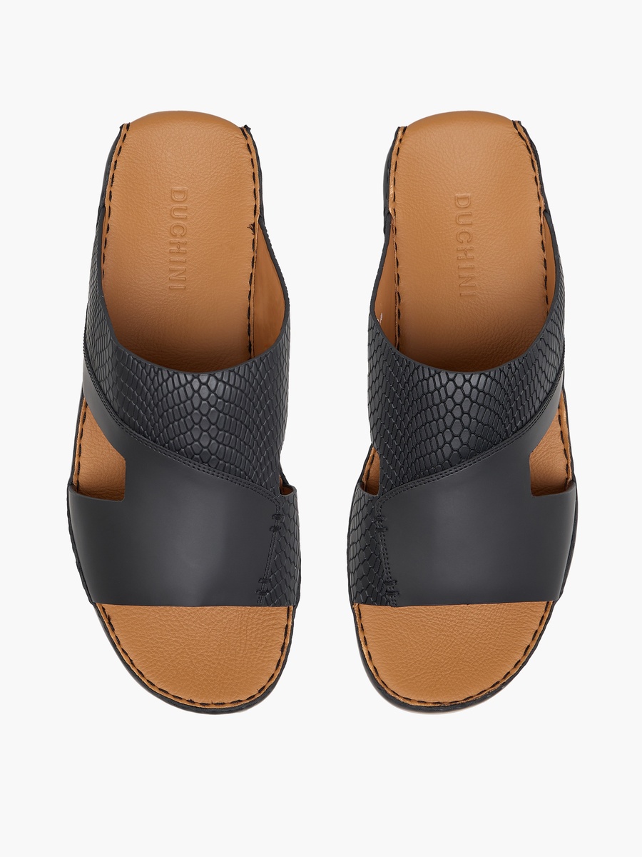 Men Textured Leather Arabic Sandals