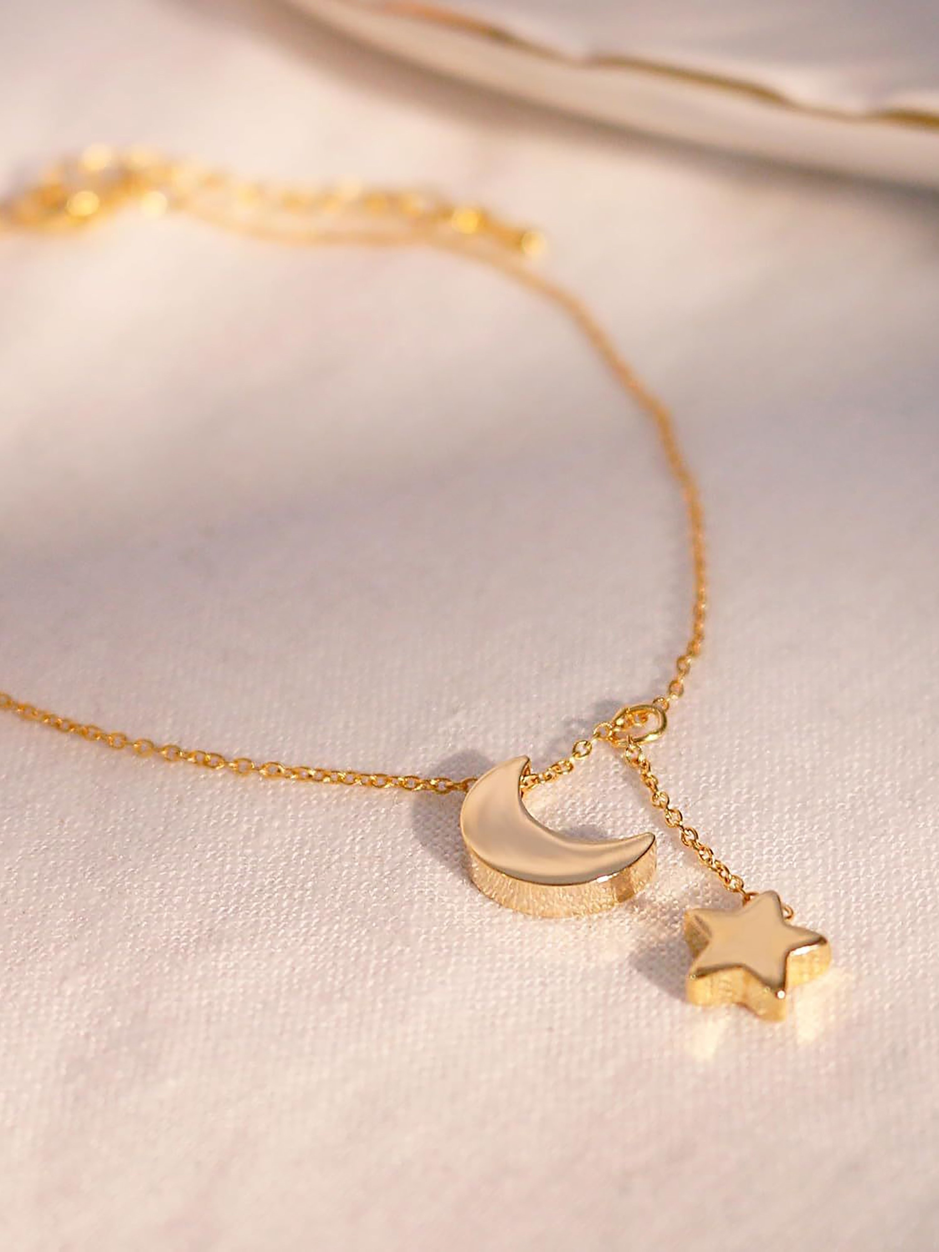 Star and Moon Drop Anklet