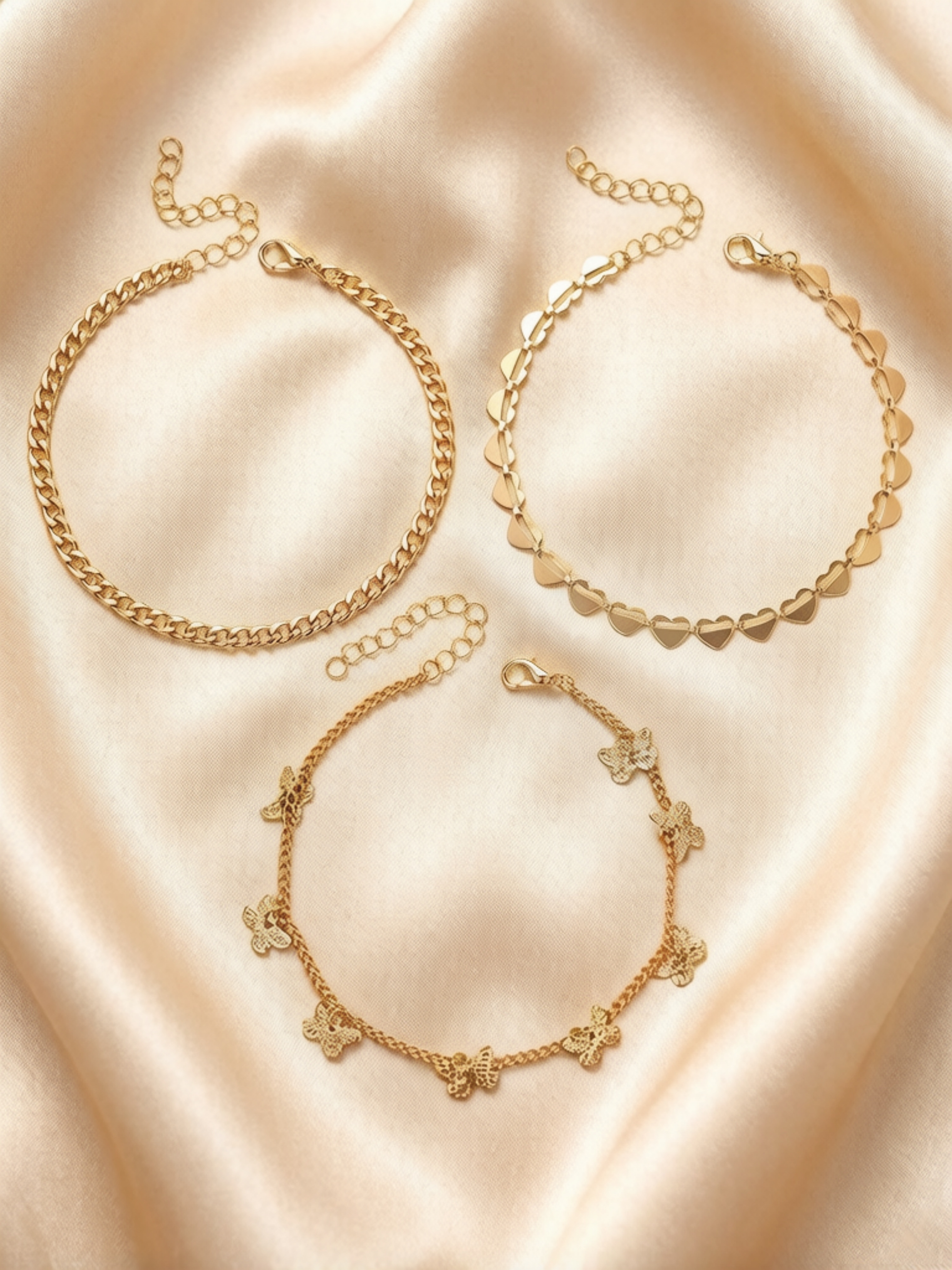 Set of 3 - Butterfly Detail Anklet