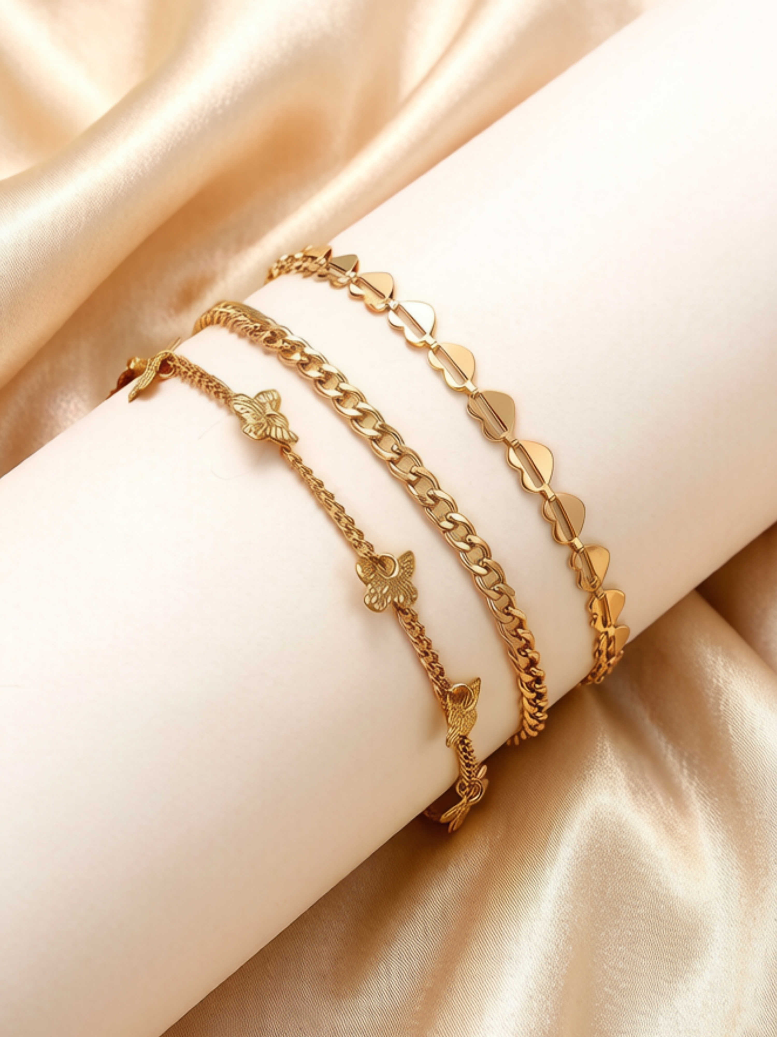 Set of 3 - Butterfly Detail Anklet