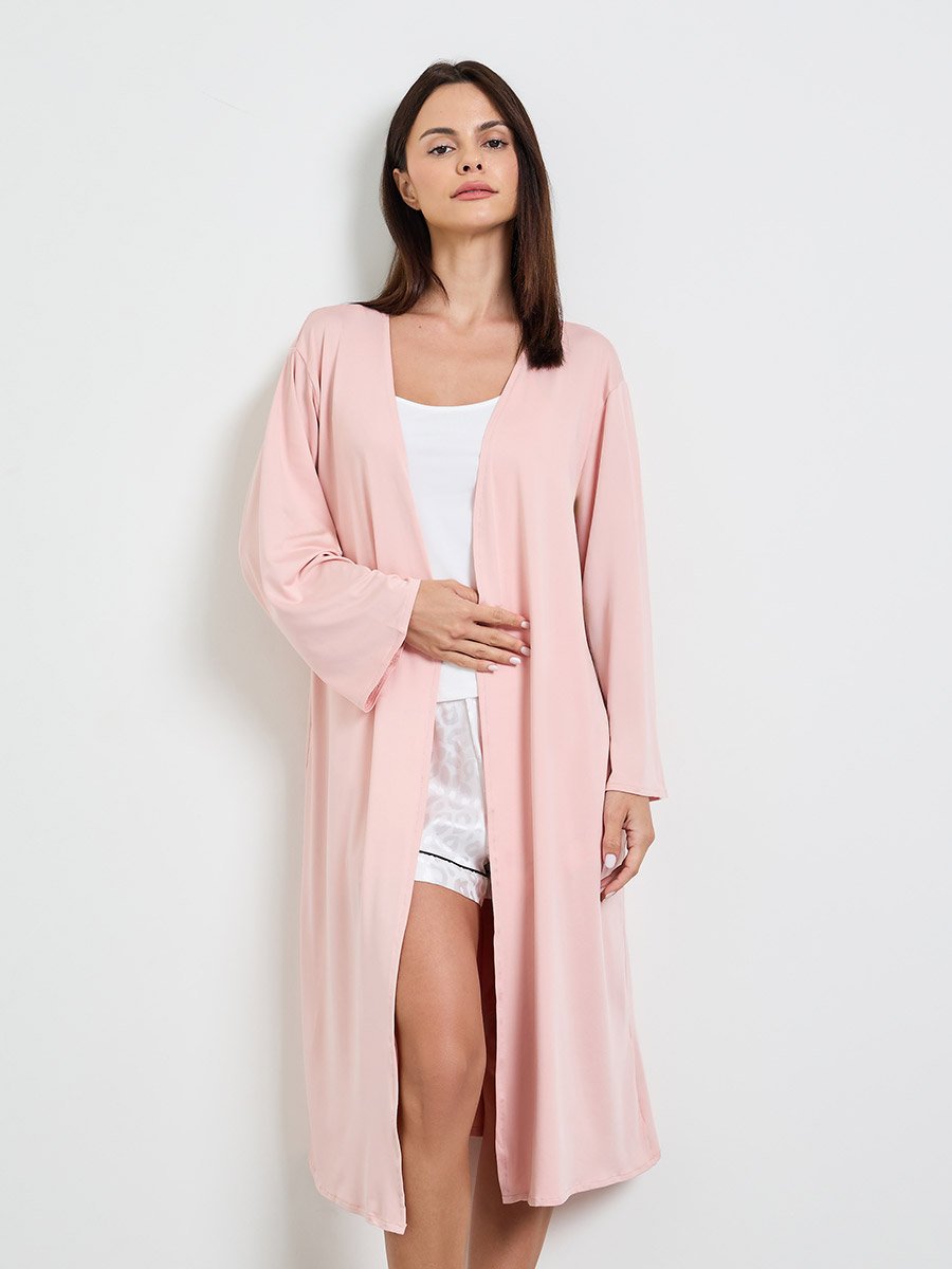Pink Long Sleeve Nightwear Robe