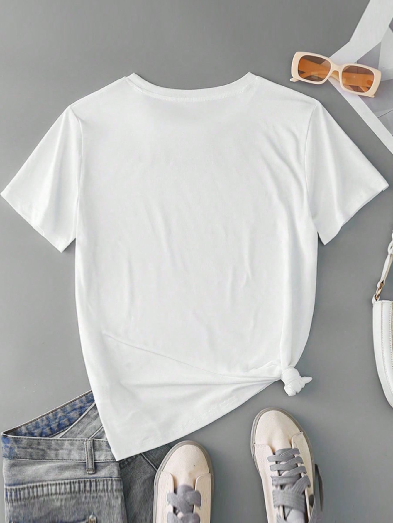White Pearl Embellished Short Sleeve T-Shirt