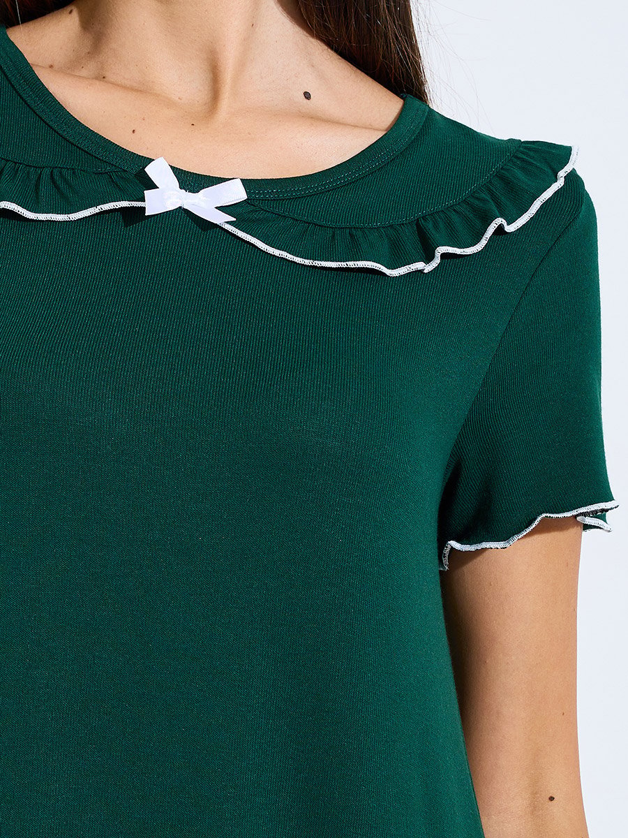 Green Short Sleeve Ruffle Trim Nightdress