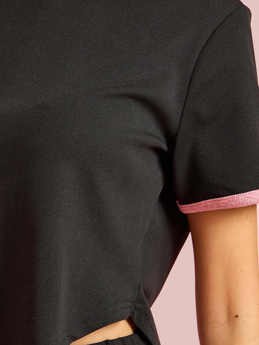 Multi Crop Ringer T-Shirt and Pyjama Set