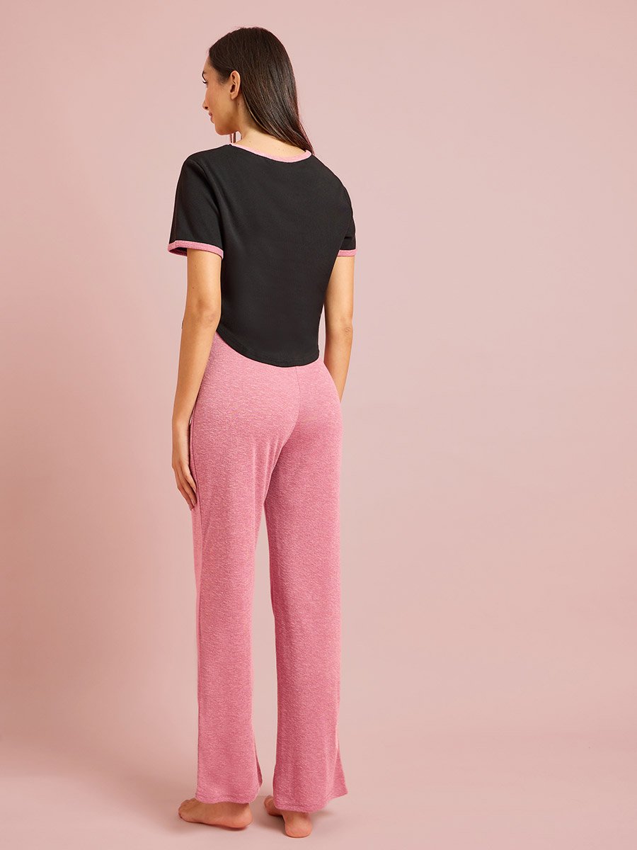 Multi Crop Ringer T-Shirt and Pyjama Set