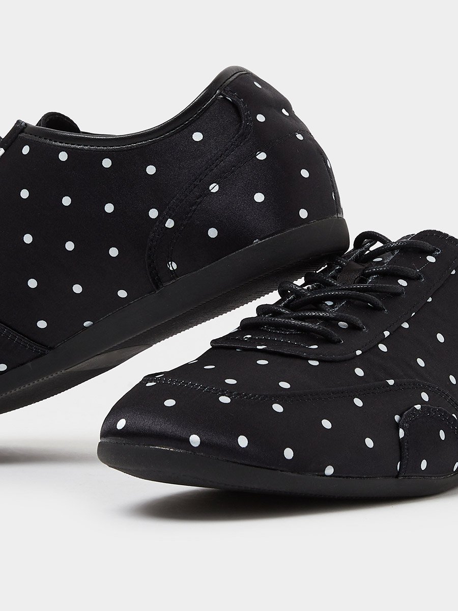 Black Polka Dot Lace-Up Sneakers