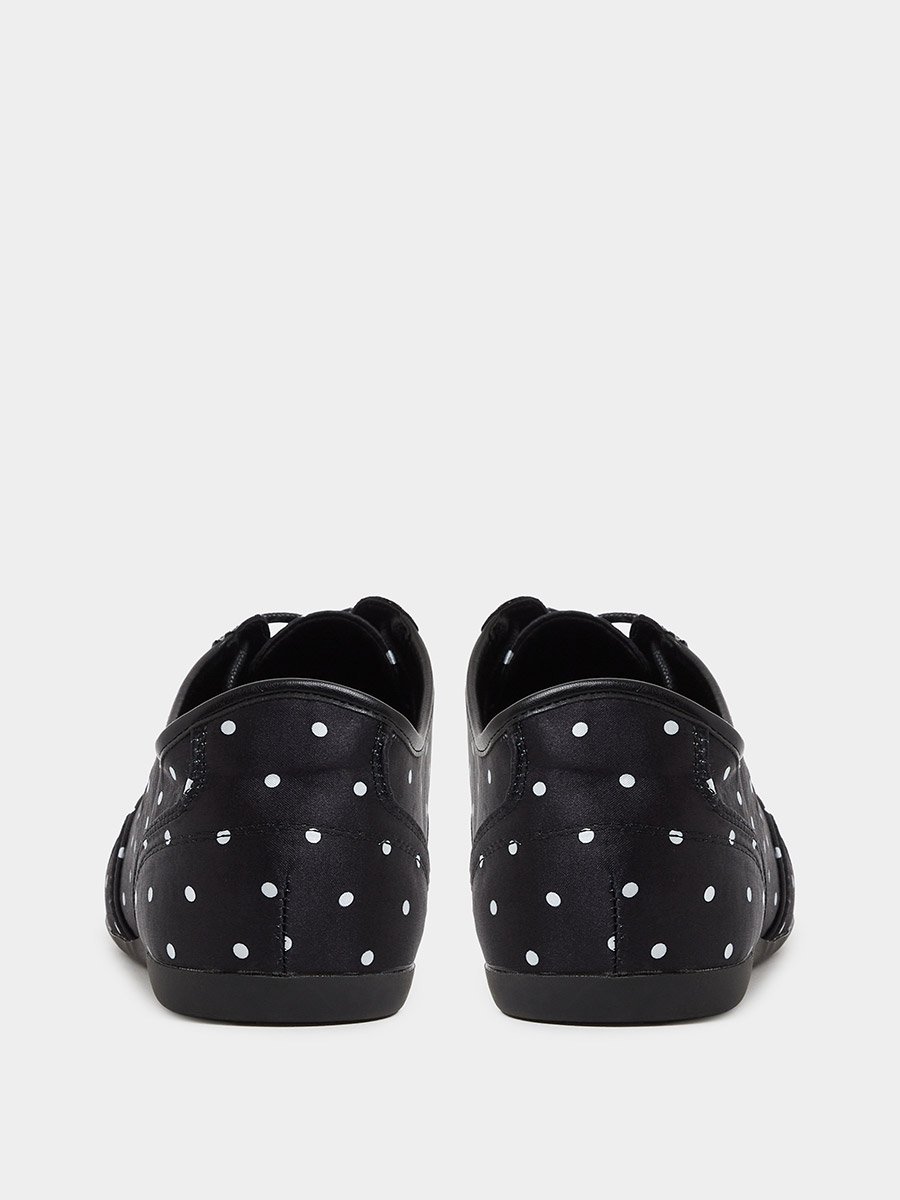 Black Polka Dot Lace-Up Sneakers
