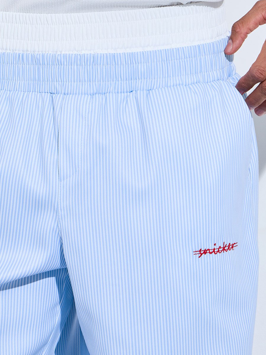 Blue Striped Wide Leg Pants