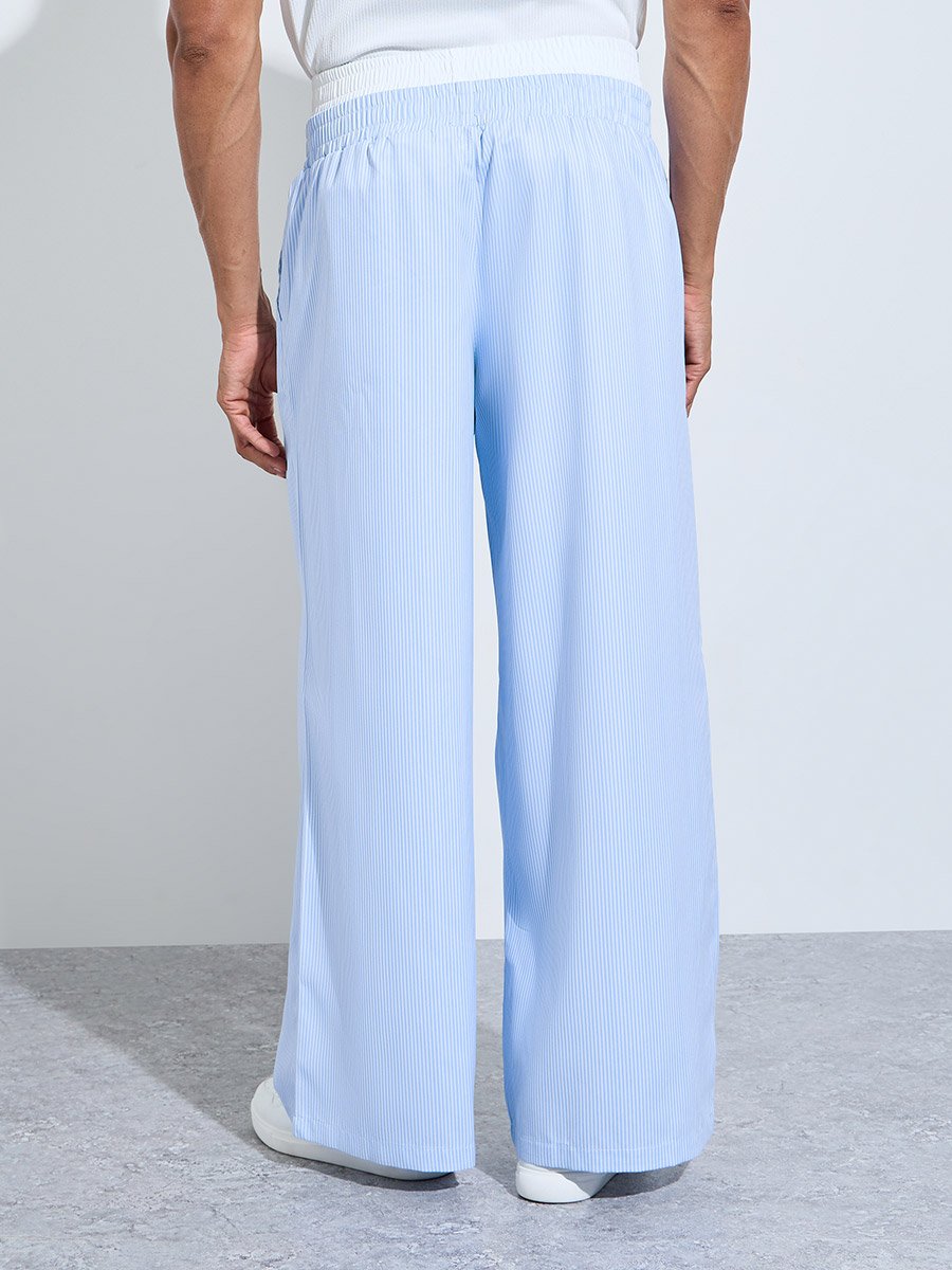 Blue Striped Wide Leg Pants