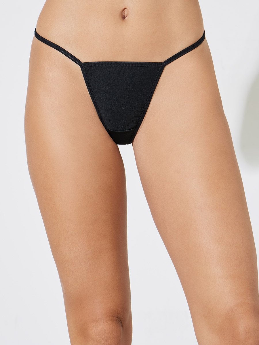 Black Contrast Trim Slip with High Slit and Brief Set
