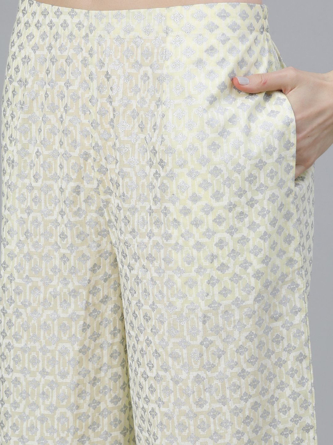 Yellow Printed Rayon Straight Kurta with Palazzo and Dupatta Set
