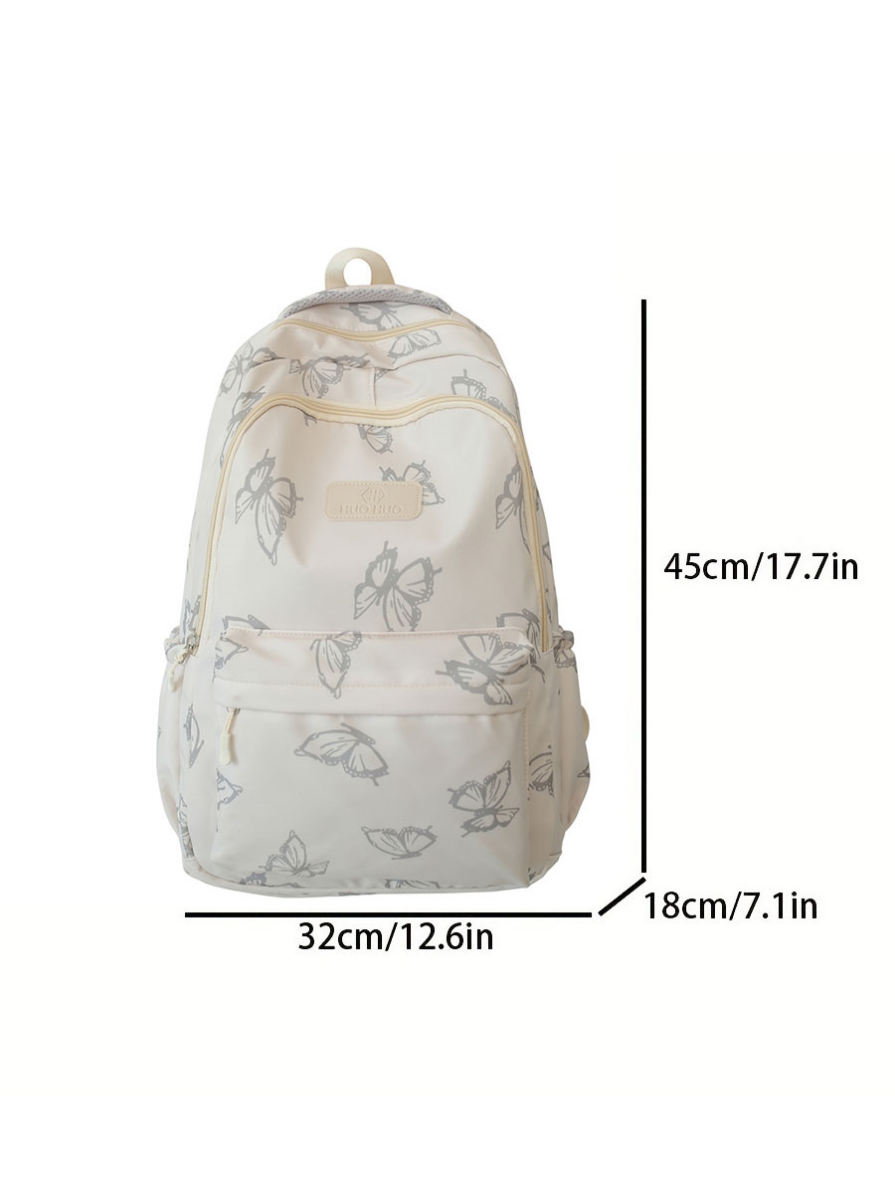 White Butterfly Print Backpack