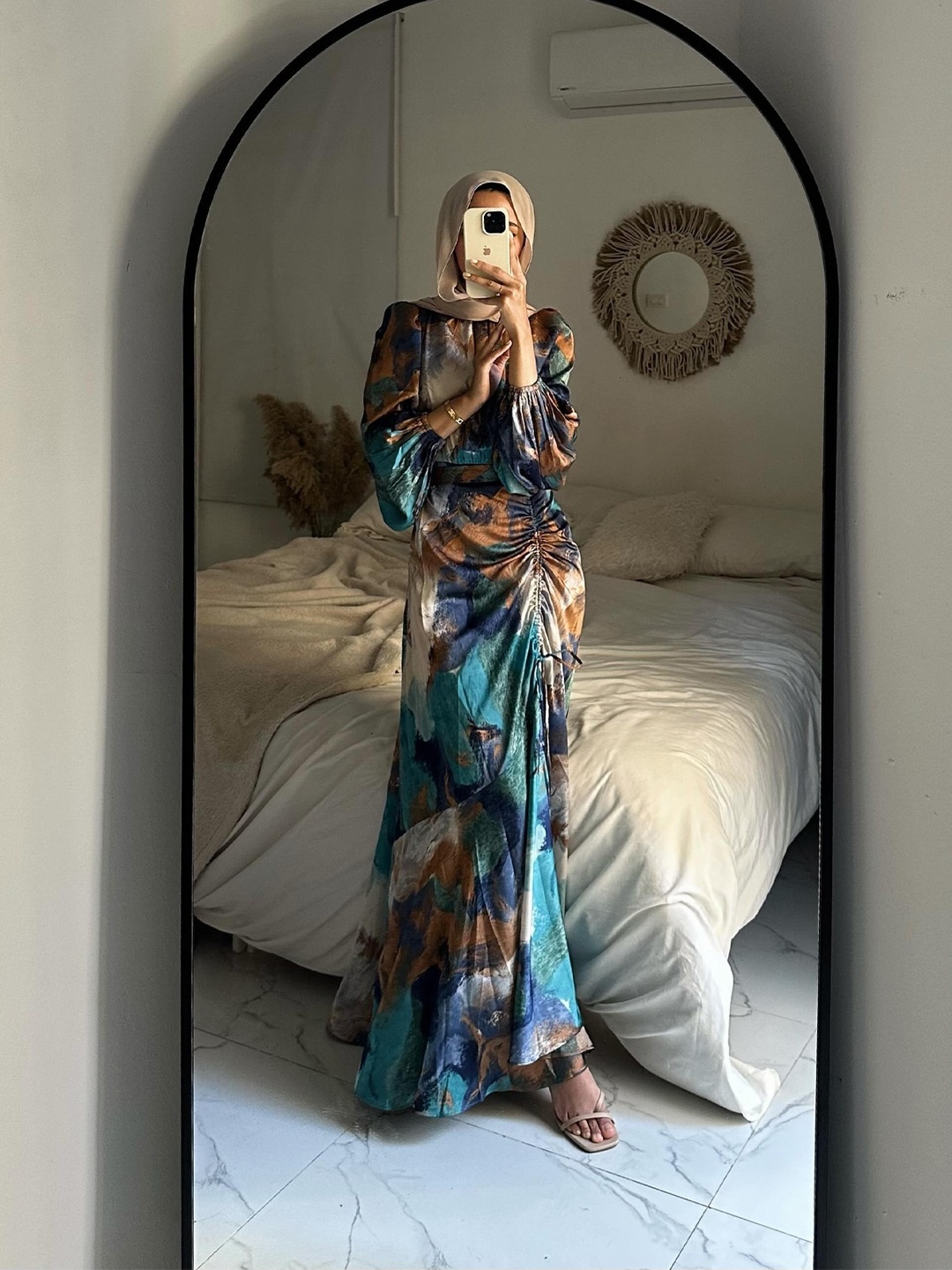 All Over Print Ruched Maxi Dress