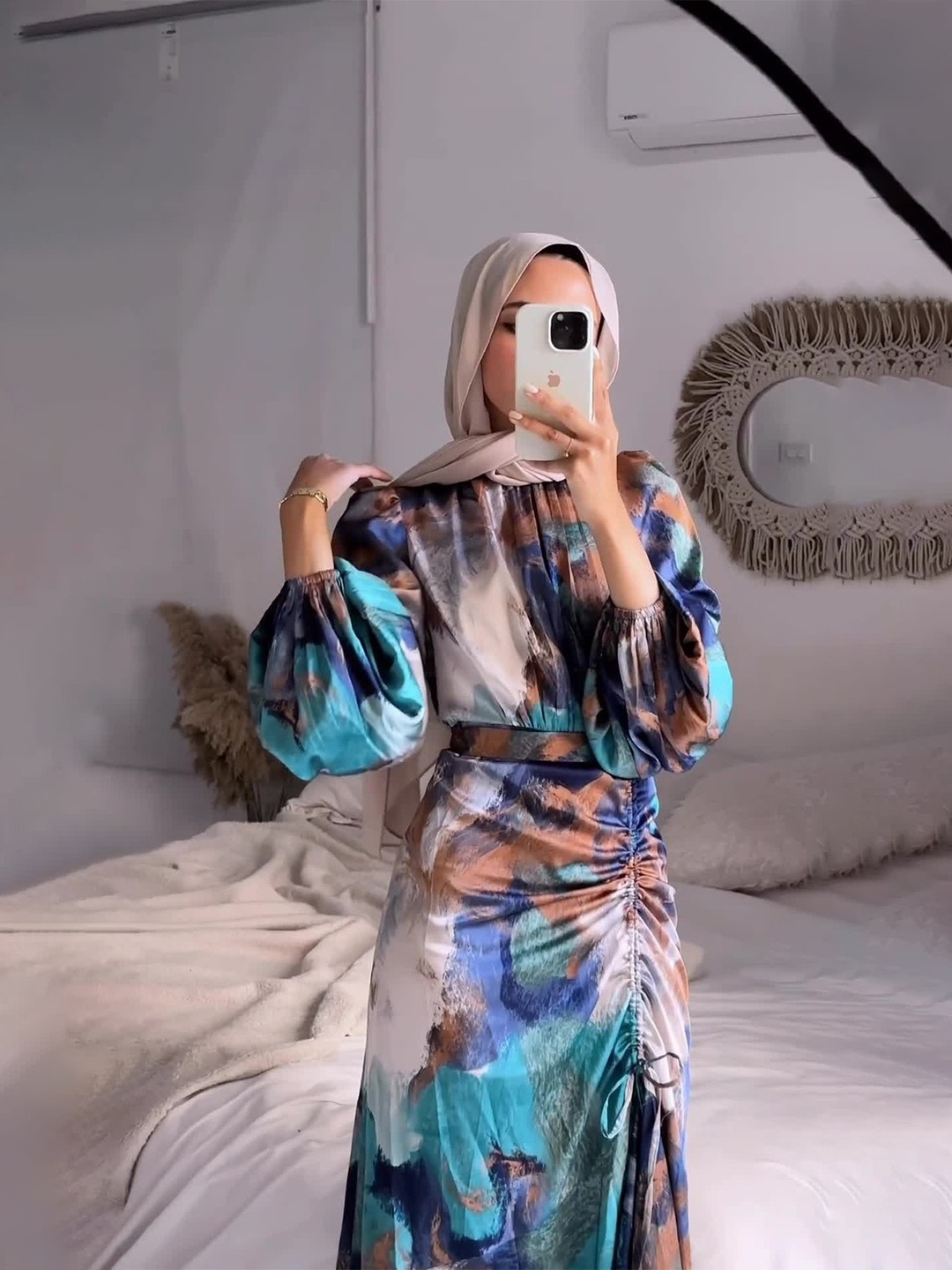 All Over Print Ruched Maxi Dress