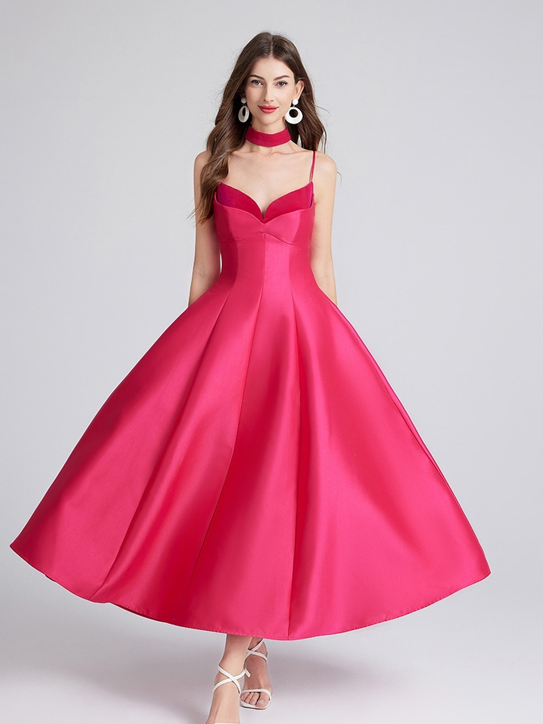 Magenta Backless A-Line Maxi Dress