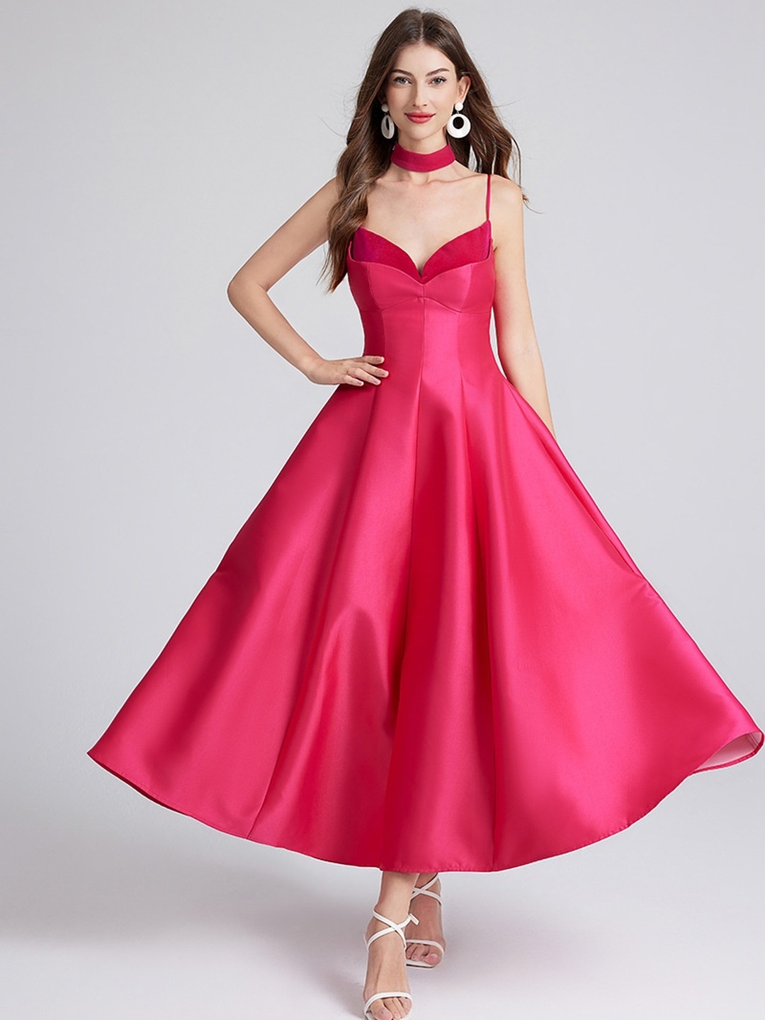 Magenta Backless A-Line Maxi Dress
