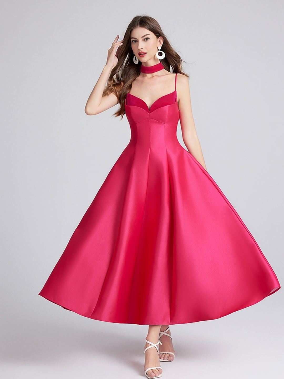 Magenta Backless A-Line Maxi Dress