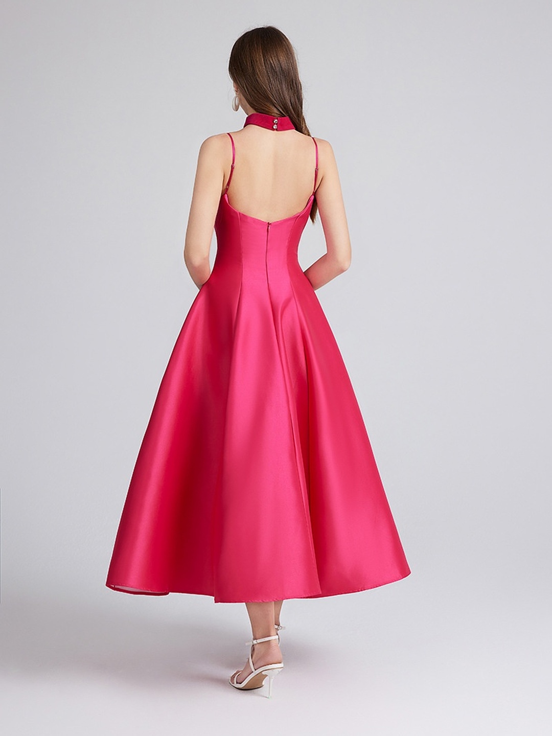 Magenta Backless A-Line Maxi Dress