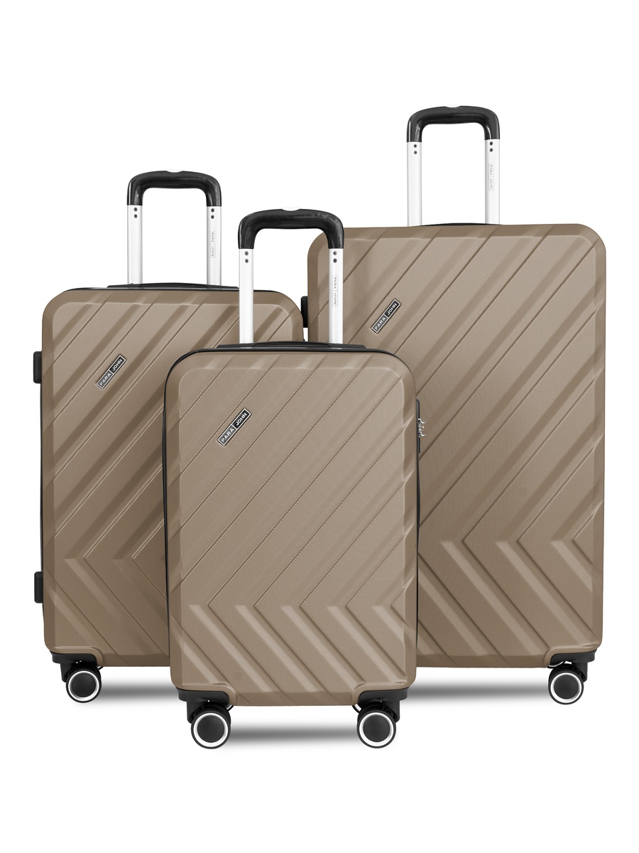 Chevron 3-Piece Luggage Set with Combination Lock and 8-Spinner Wheels, Gold