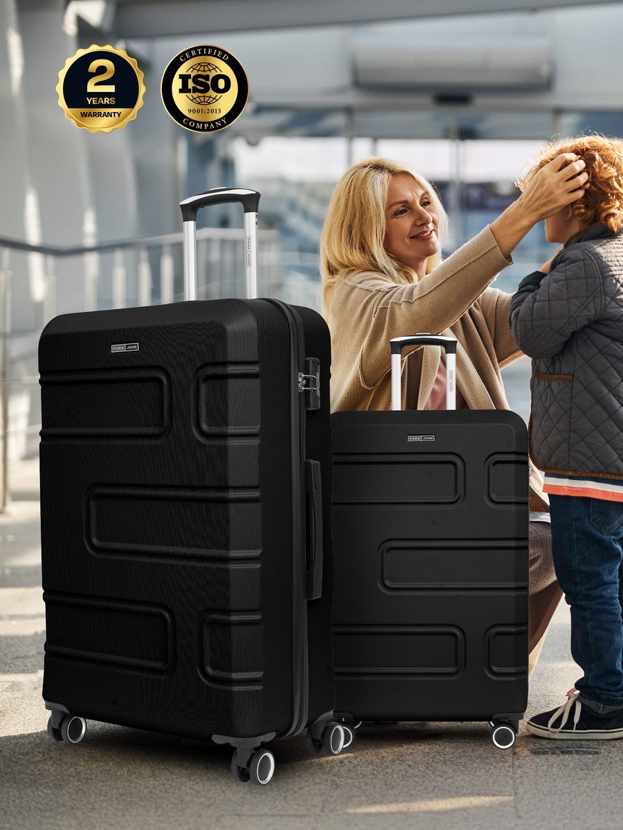 Urbanshield 2-Piece Luggage Set Lightweight Hard ABS Suitcase with Combination Lock and 8-Spinner Wheels, Black