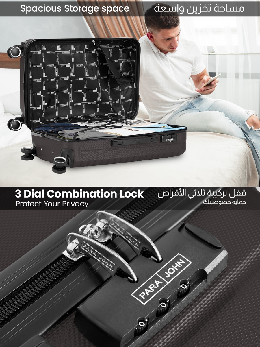 Spiral 20-Inch Cabin Luggage with Combination Lock and 8-Spinner Wheels, Grey