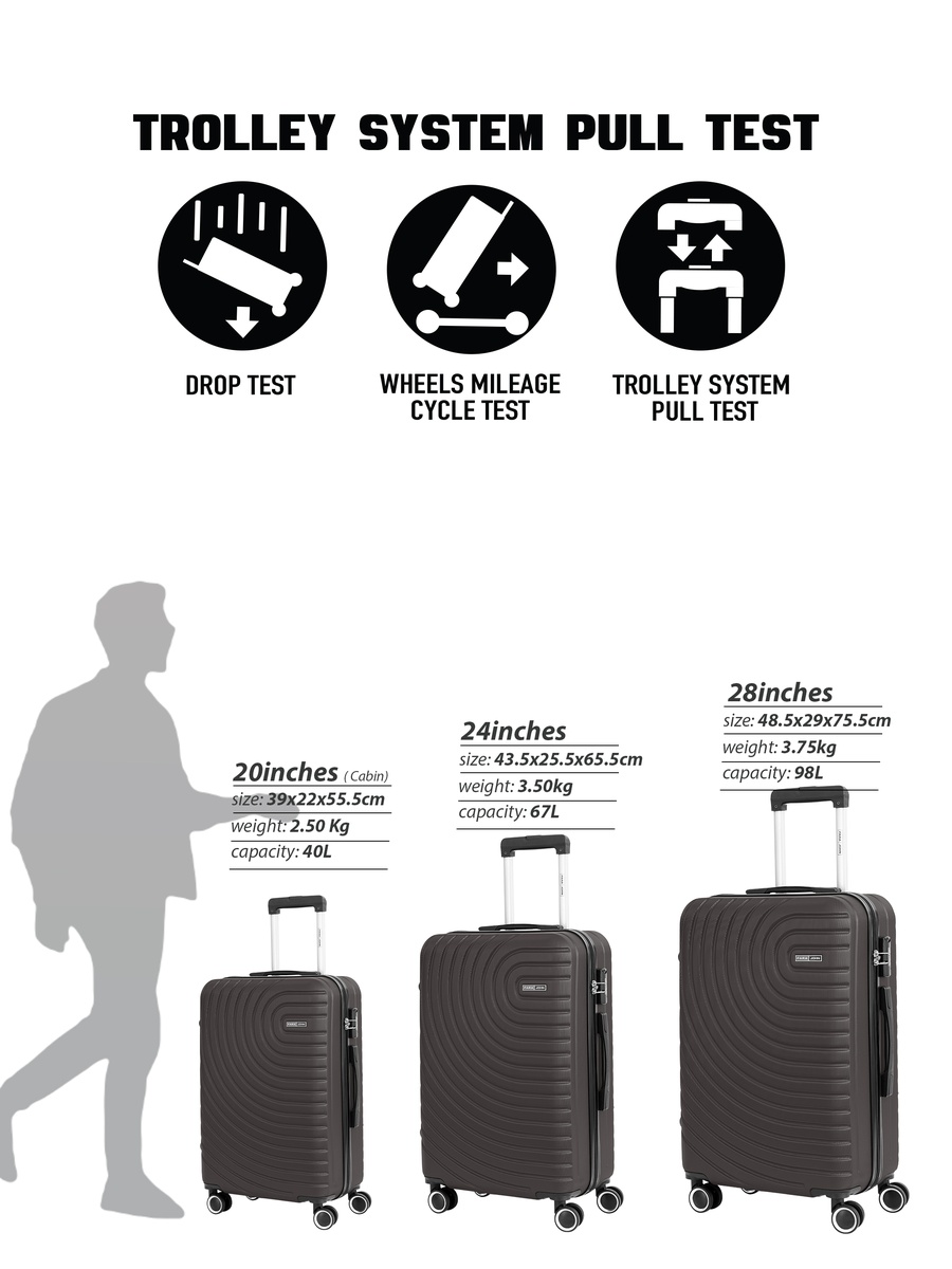 Spiral 20-Inch Cabin Luggage with Combination Lock and 8-Spinner Wheels, Grey