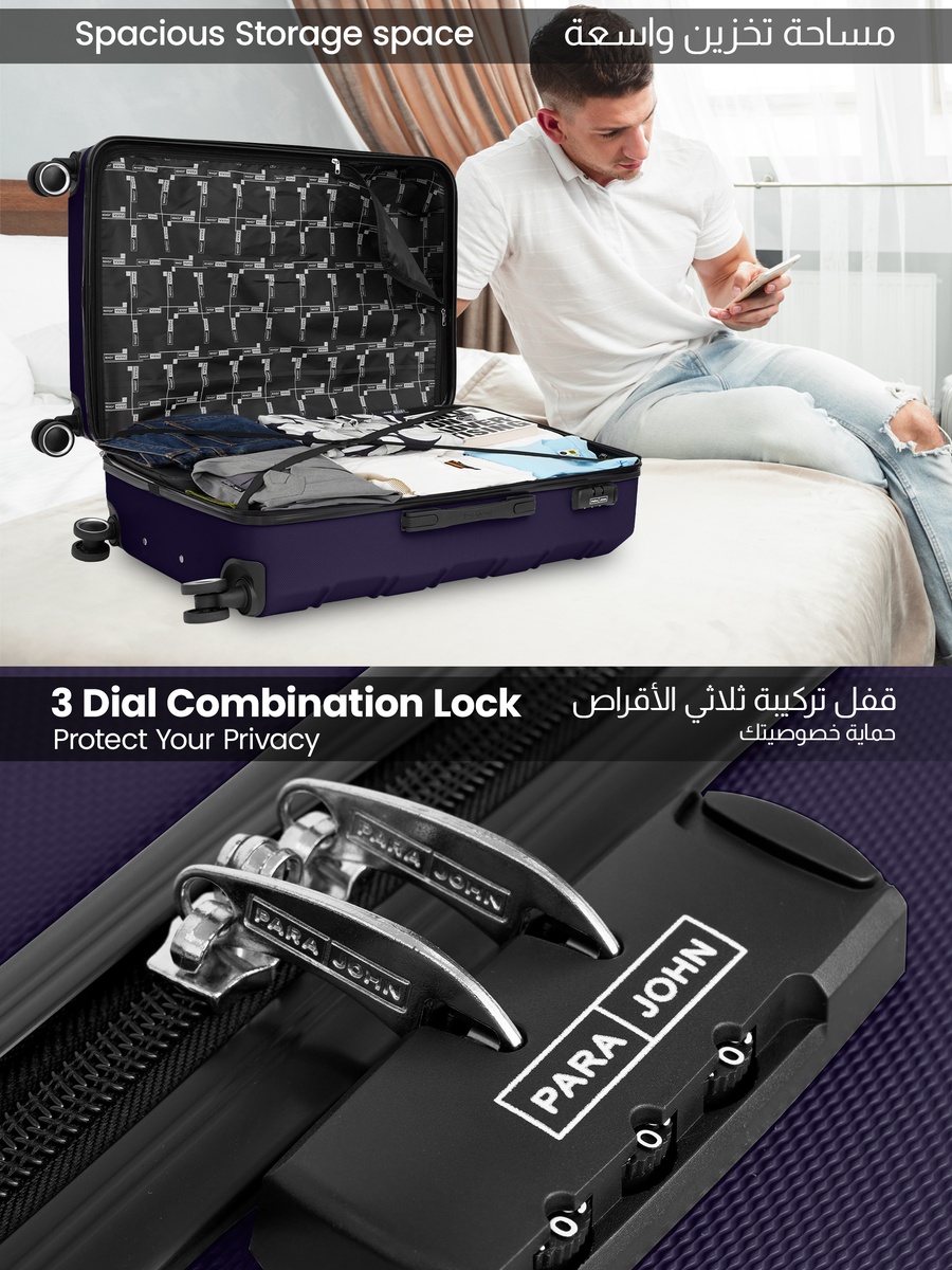 Urbanshield 2-Piece Luggage Set Lightweight Hard ABS Suitcase with Combination Lock and 8-Spinner Wheels, Navy Blue