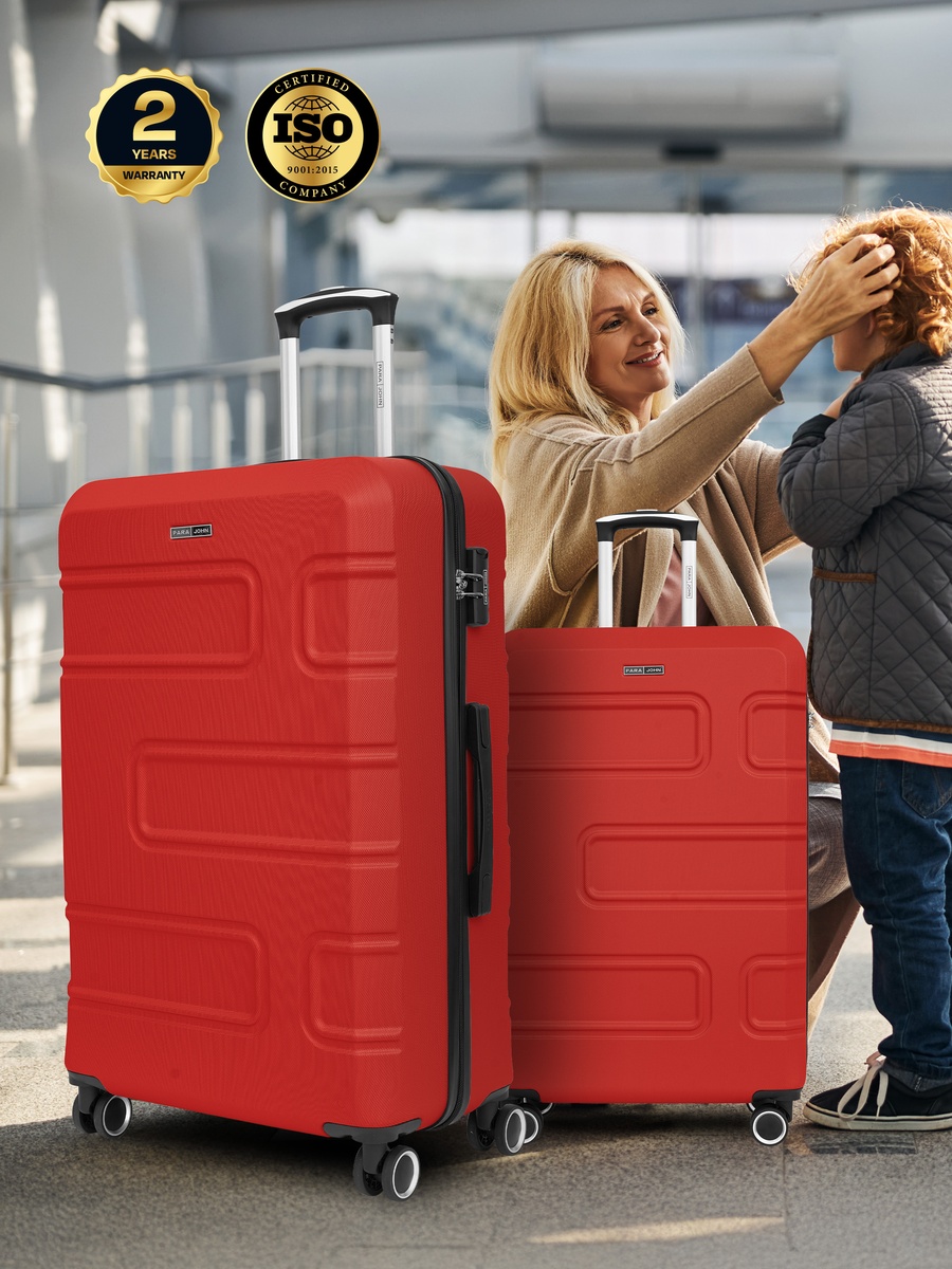 Urbanshield 2-Piece Luggage Set Lightweight Hard ABS Suitcase with Combination Lock and 8-Spinner Wheels, Red