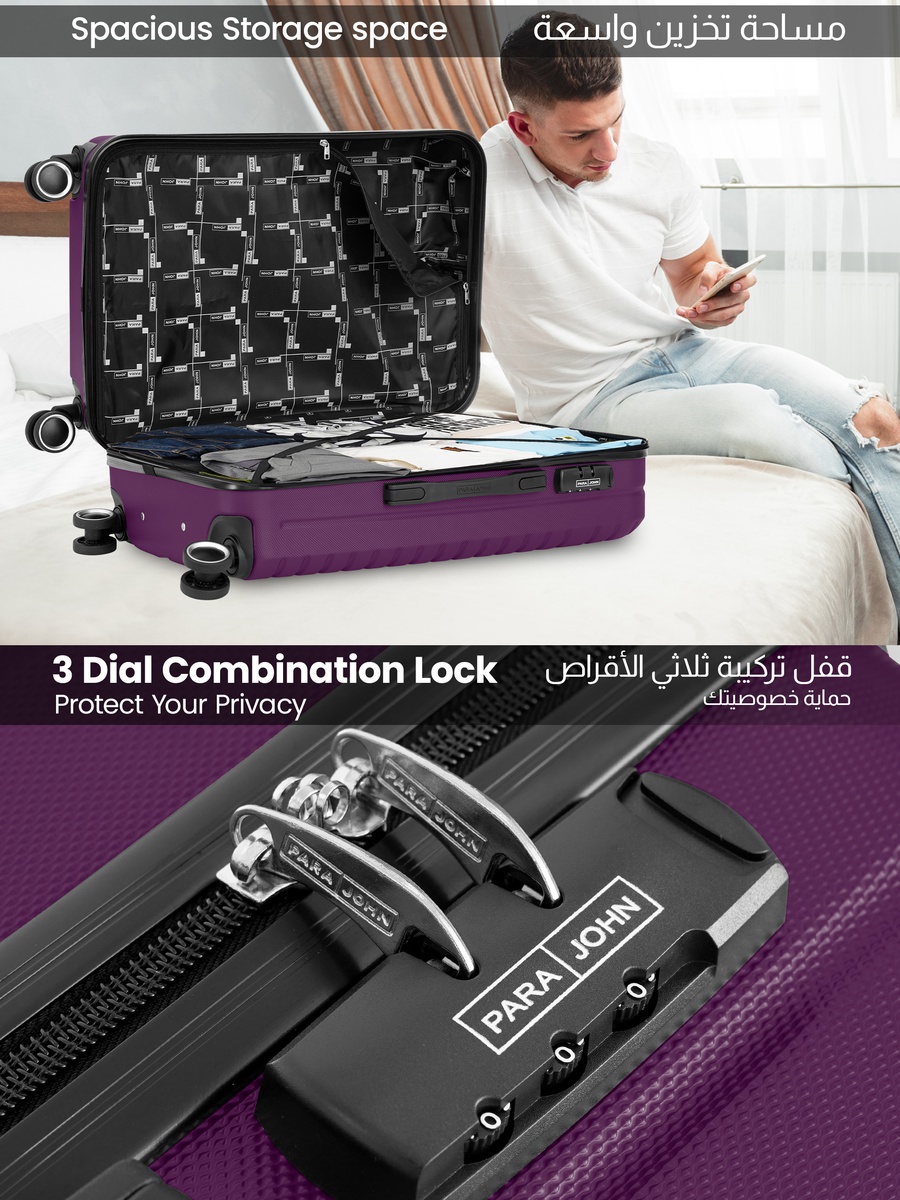 Spiral 24-Inch Medium Luggage with Combination Lock and 8-Spinner Wheels, Purple