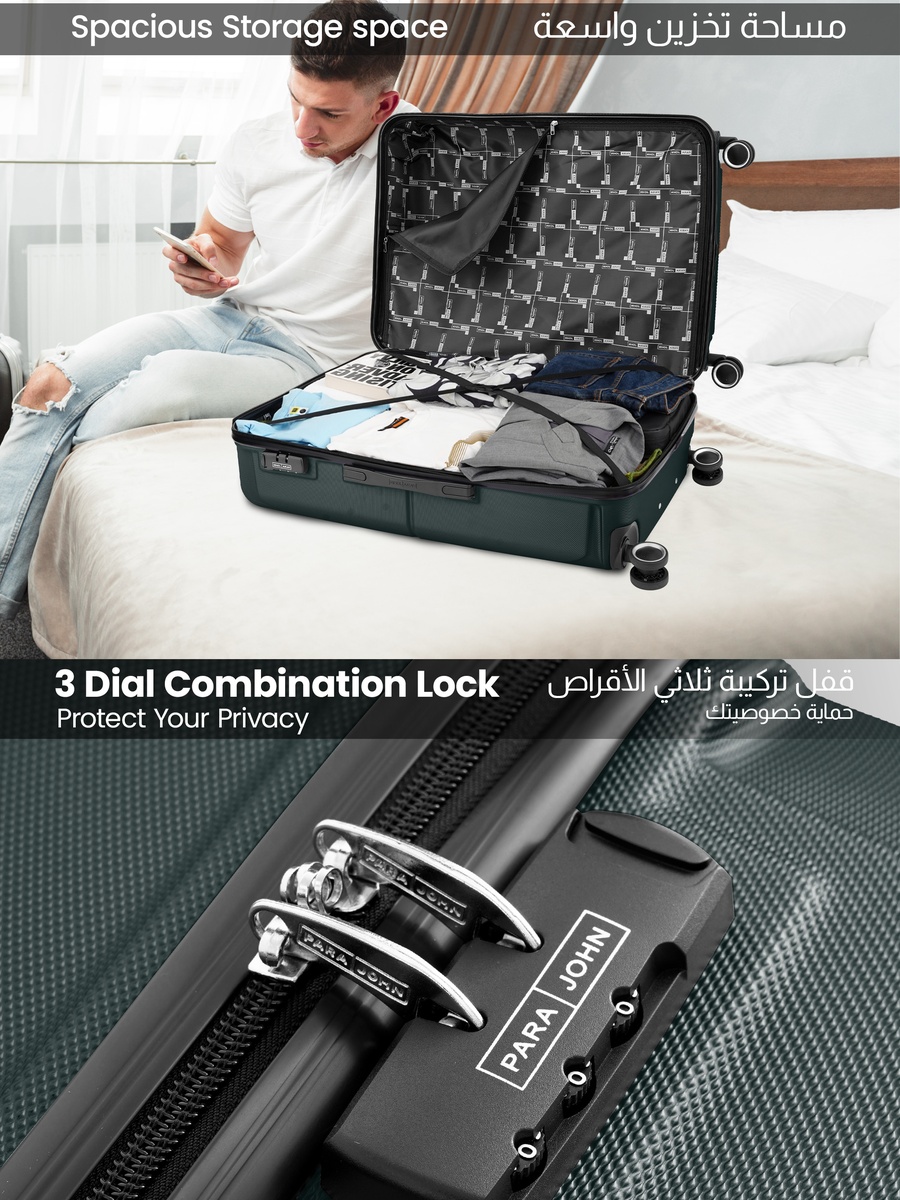 Armorix 2-Piece Luggage Set Lightweight Hard ABS Suitcase with Combination Lock and 8-Spinner Wheels, Green