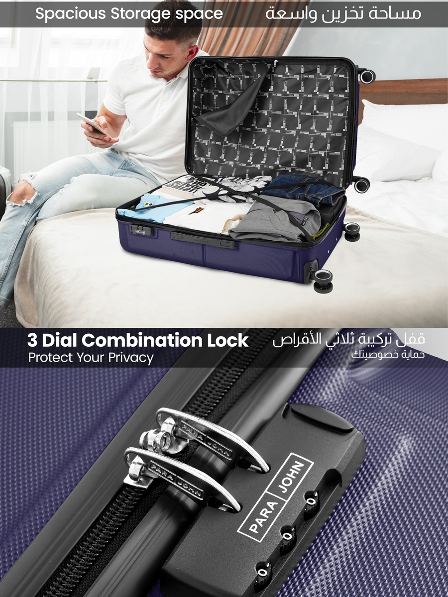 Armorix 2-Piece Luggage Set Lightweight Hard ABS Suitcase with Combination Lock and 8-Spinner Wheels, Navy Blue