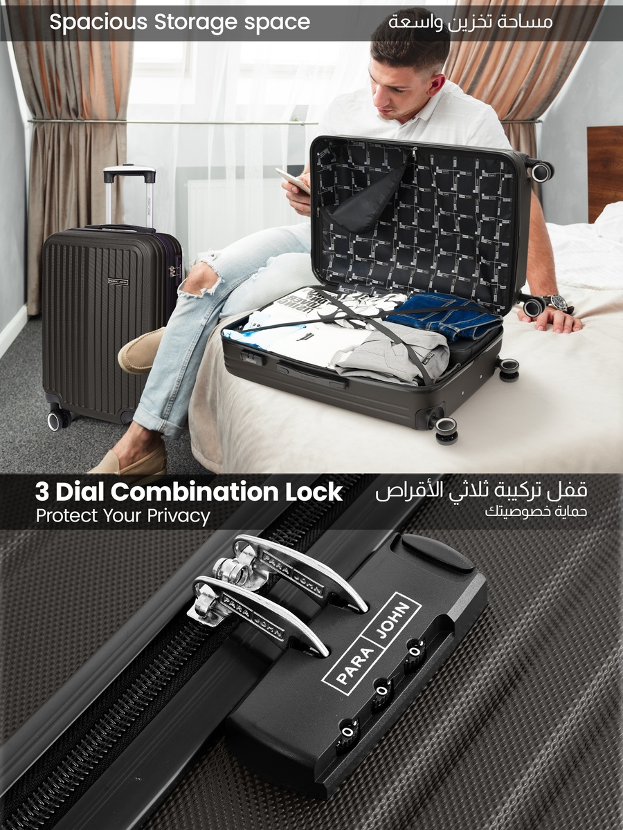 Ridge 2-Piece Luggage Set Lightweight Hard ABS Suitcase with Combination Lock and 8-Spinner Wheels, Grey