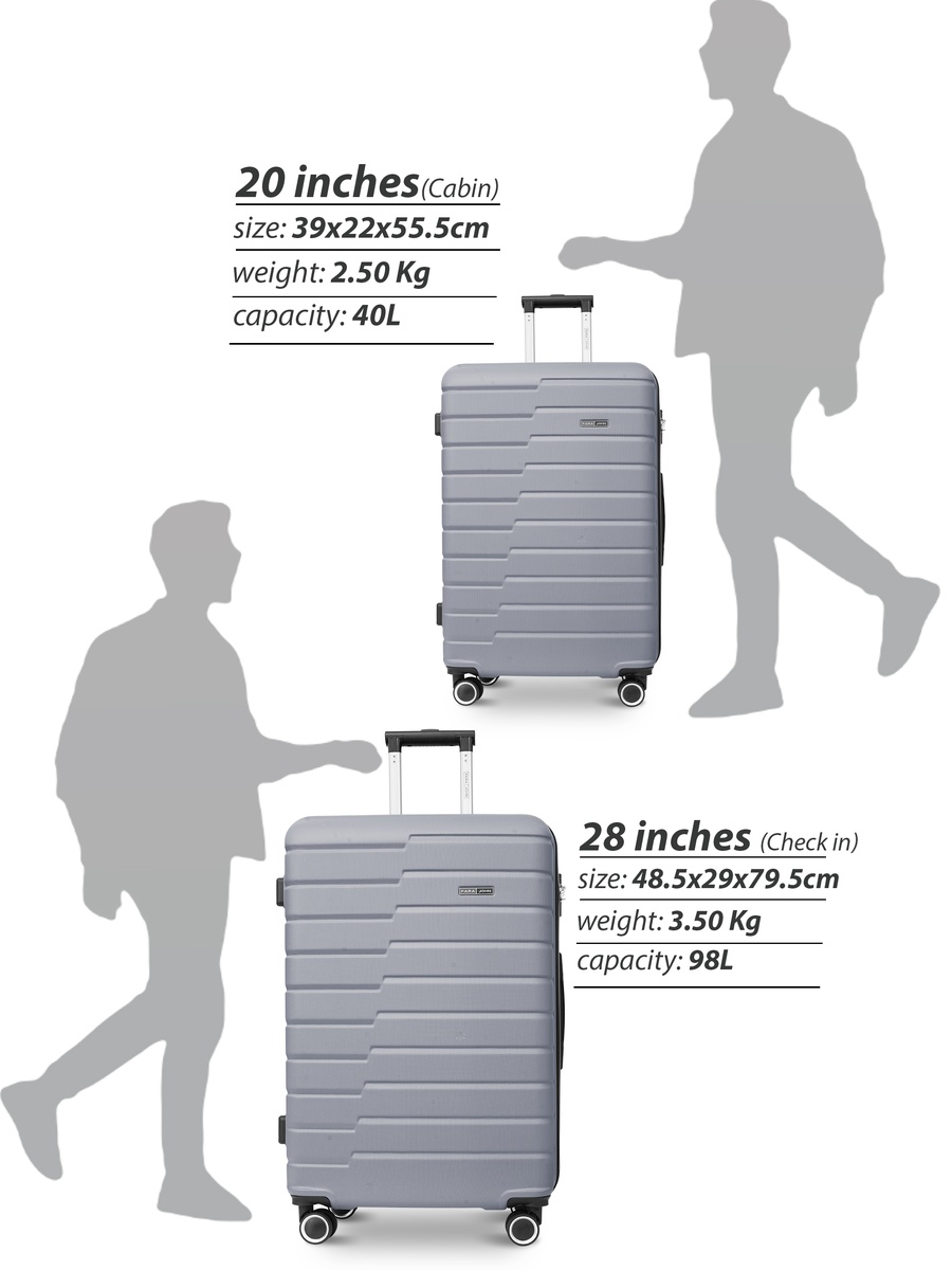 Twinora 28-Inch Large Luggage with Combination Lock and 8-Spinner Wheels, Silver