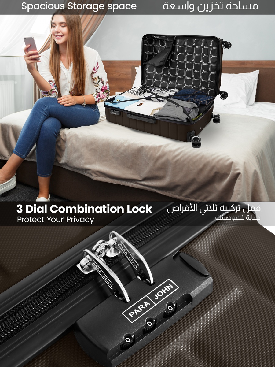 Twinora 2 Piece Luggage Set Lightweight Hard ABS Suitcase with Combination Lock and 8-Spinner Wheels, Grey